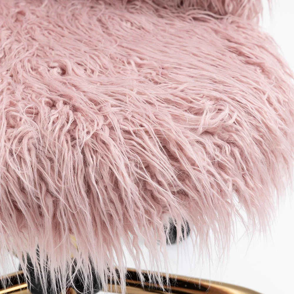 Kylie Plush Shaggy Faux Fur Swivel Chair, Pink - Image 8