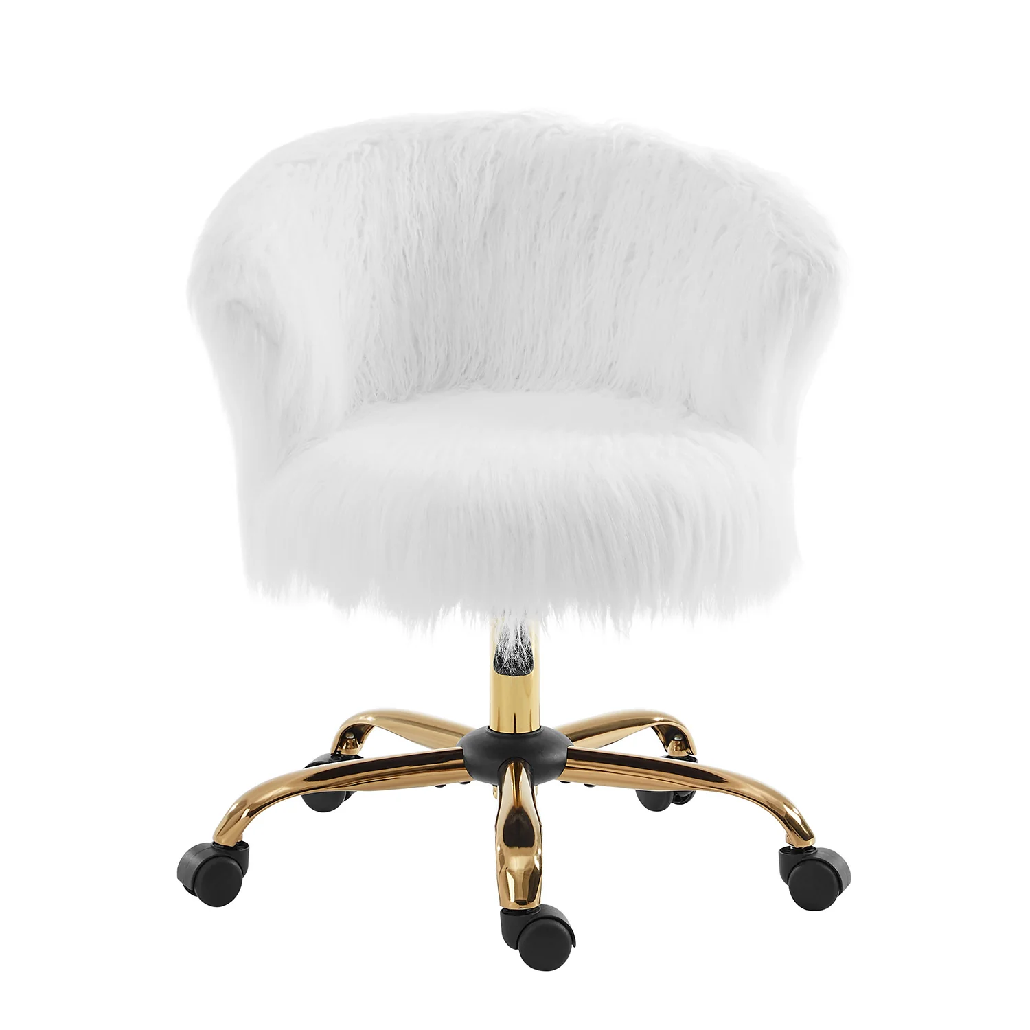Kylie Plush Shaggy Faux Fur Swivel Chair, White - Image 6