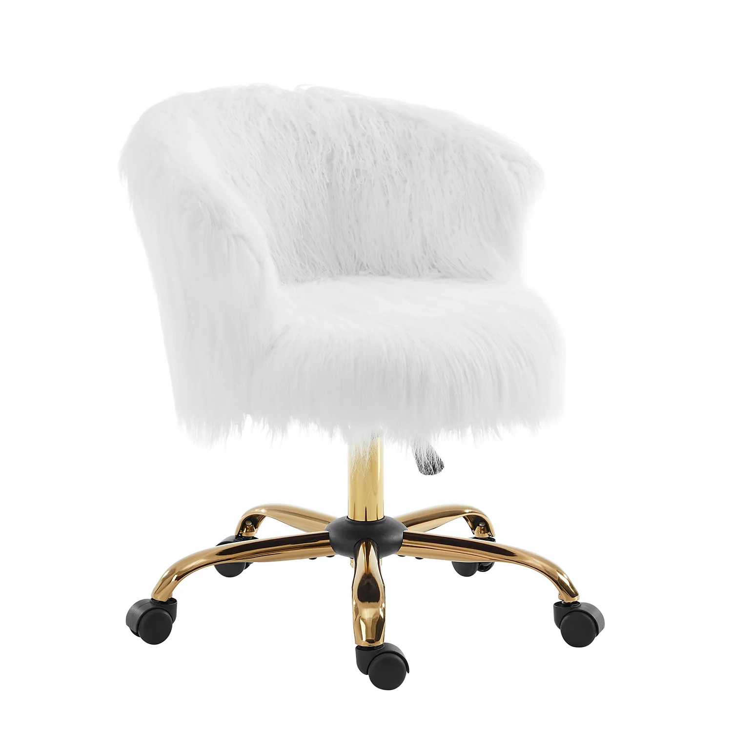 Kylie Plush Shaggy Faux Fur Swivel Chair, White - Image 7
