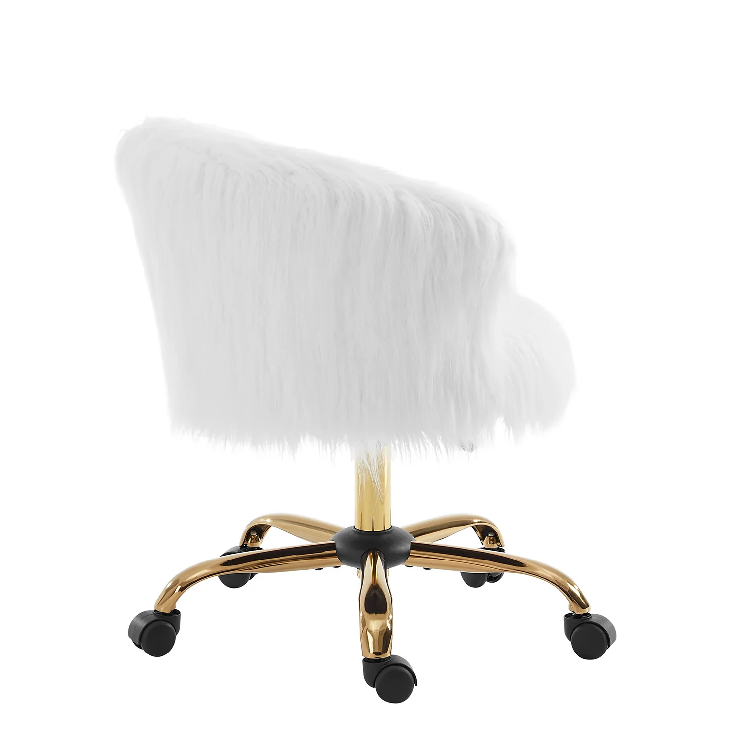 Kylie Plush Shaggy Faux Fur Swivel Chair, White - Image 9