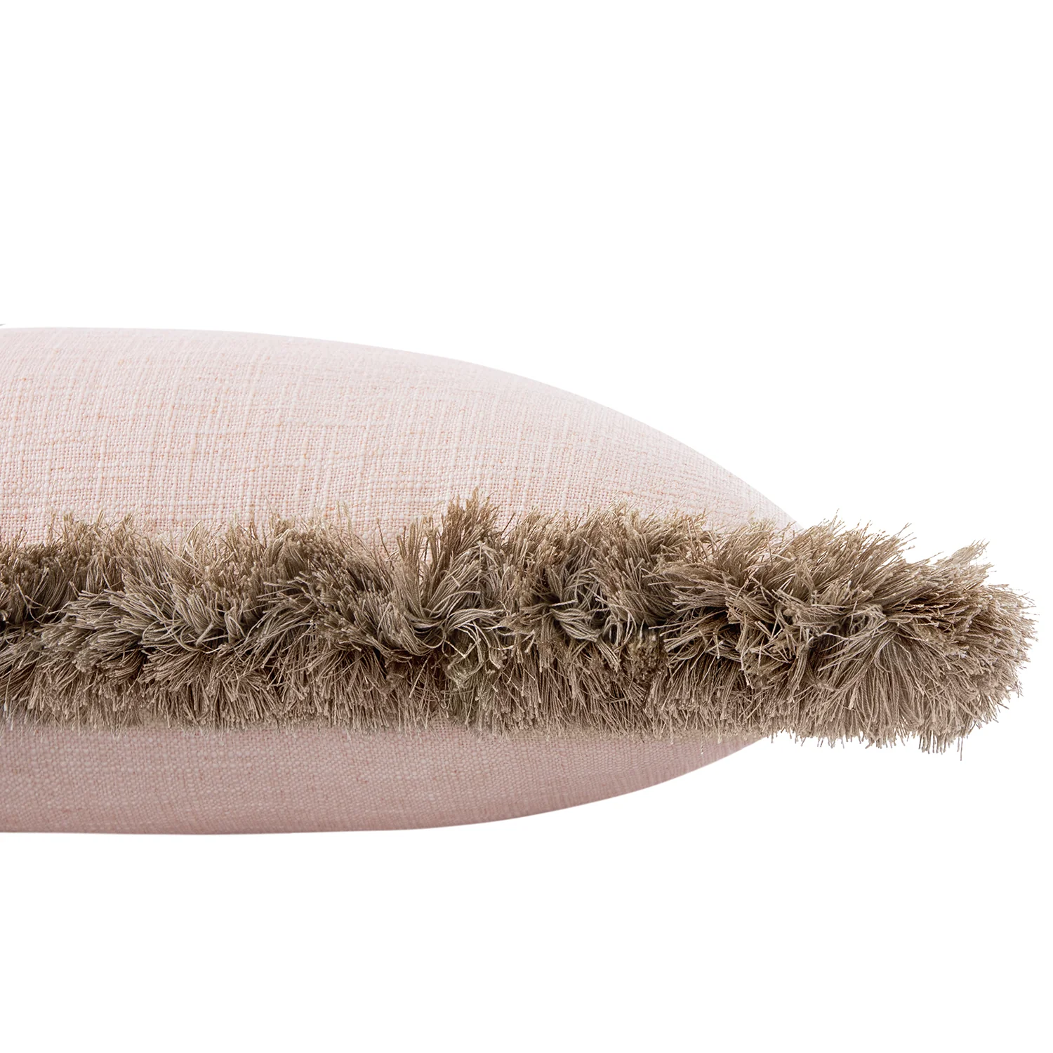 Kyra Blush Pink Linen Fringed Rectangular Cushion - Image 2