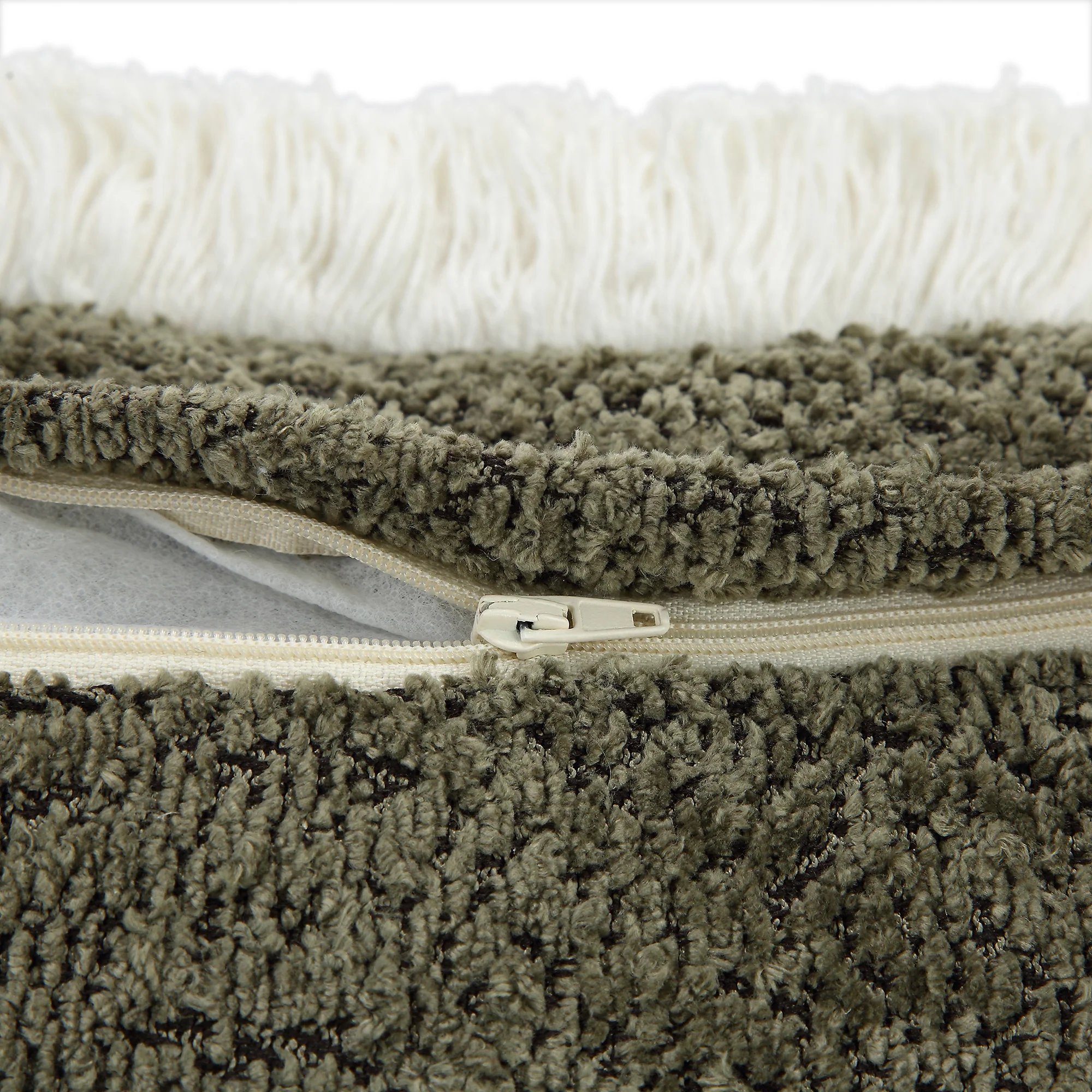 Kyra Forest Green Bouclé Fringed Cushion - Image 6