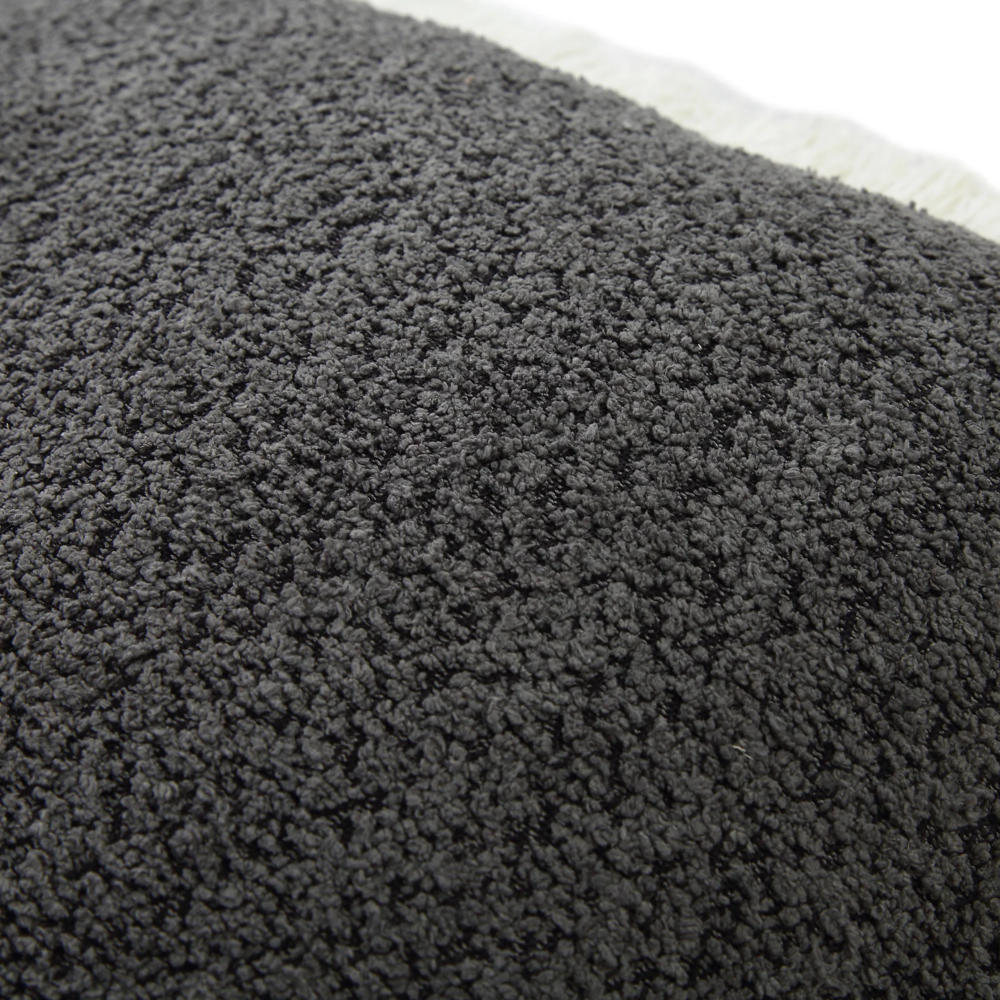 Kyra Graphite Grey Bouclé Fringed Cushion - Image 5