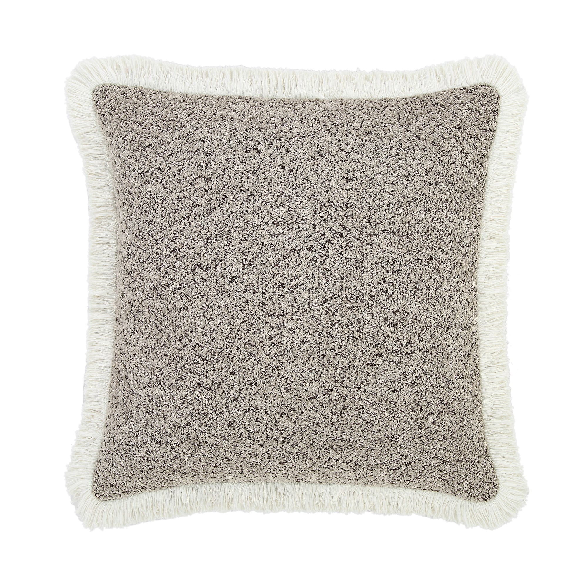 Kyra Stone Bouclé Fringed Cushion - Image 3