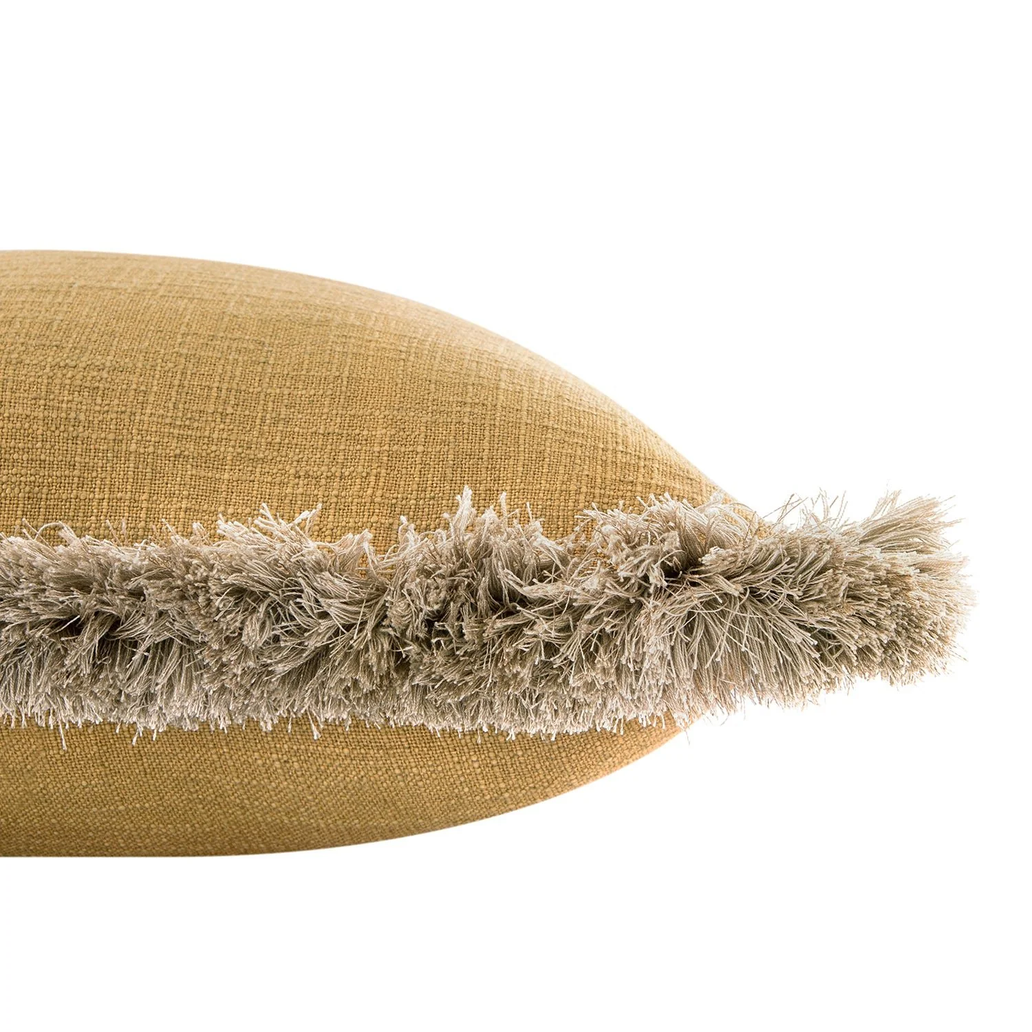 Kyra Dijon Yellow Linen Fringed Cushion - Image 2
