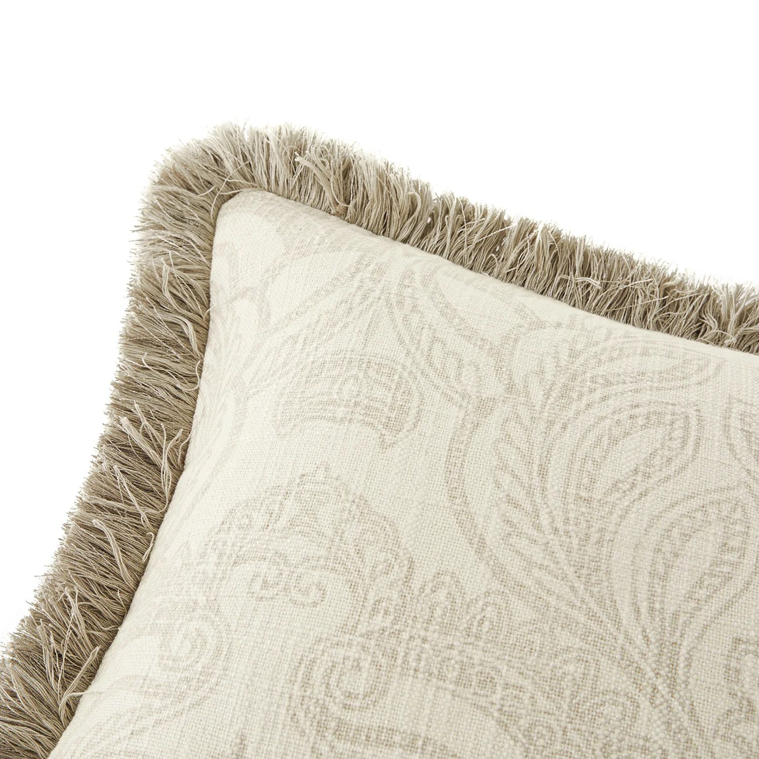 Kyra Floral Printed Linen Fringed Rectangular Cushion - Image 4