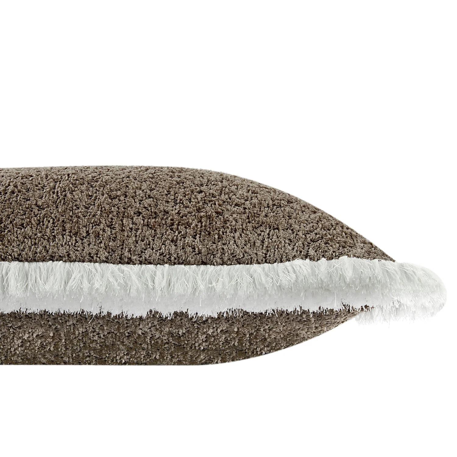 Kyra Mink Bouclé White Fringed Lumbar Cushion - Image 2