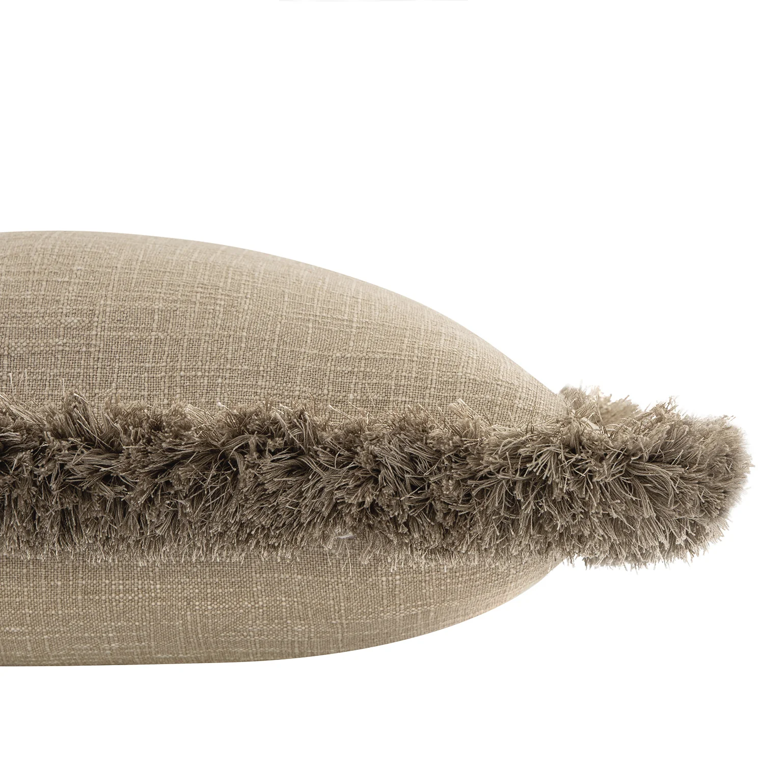 Kyra Oatmeal Linen Fringed Cushion - Image 2