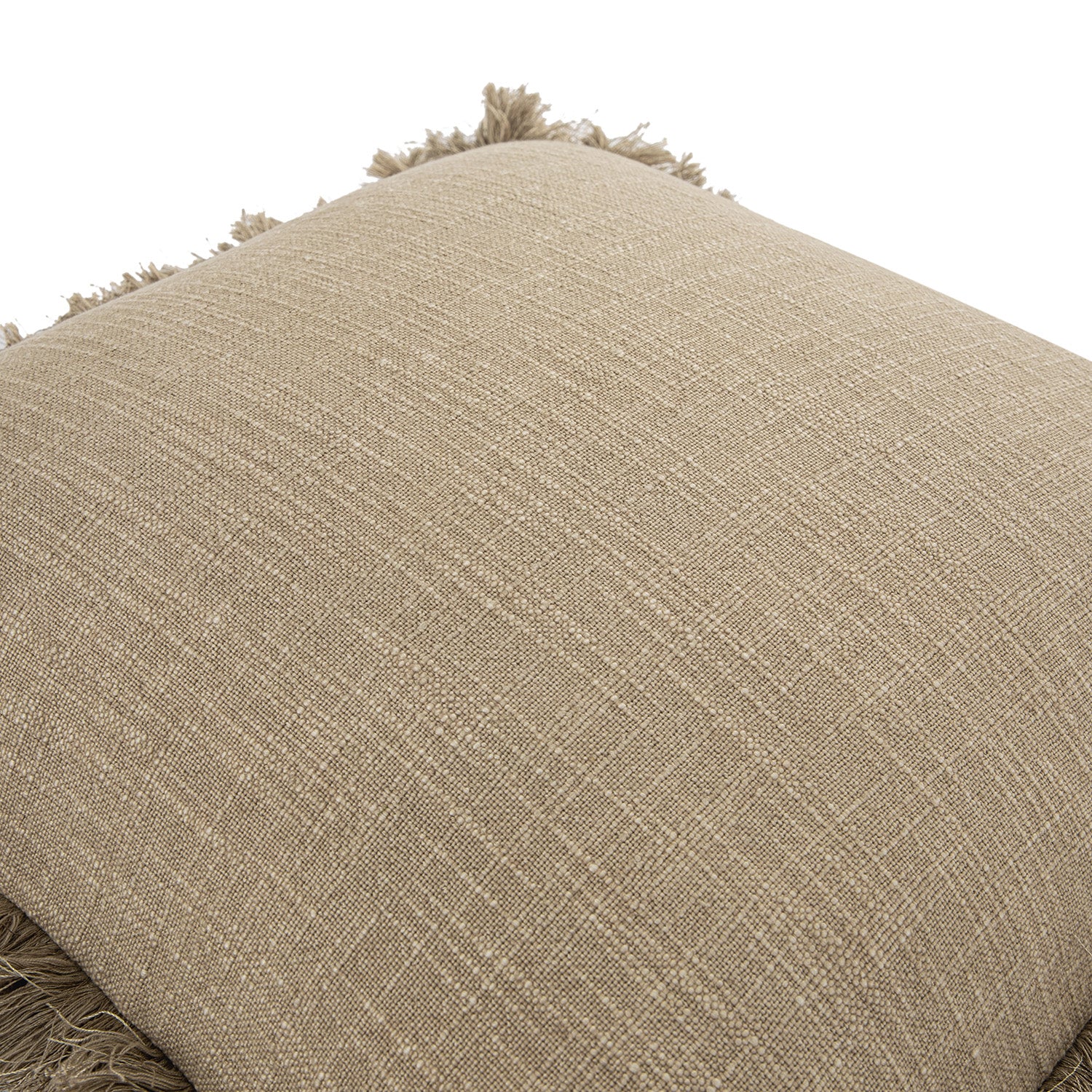 Kyra Oatmeal Linen Fringed Cushion - Image 4