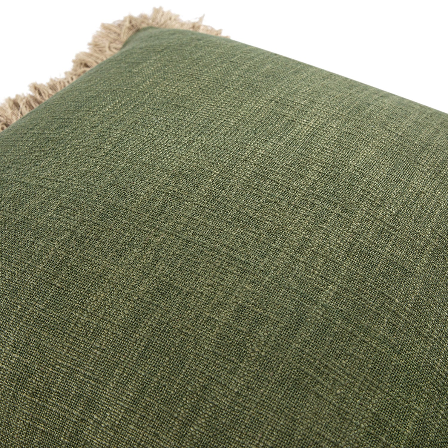 Kyra Spruce Green Linen Fringed Cushion - Image 5