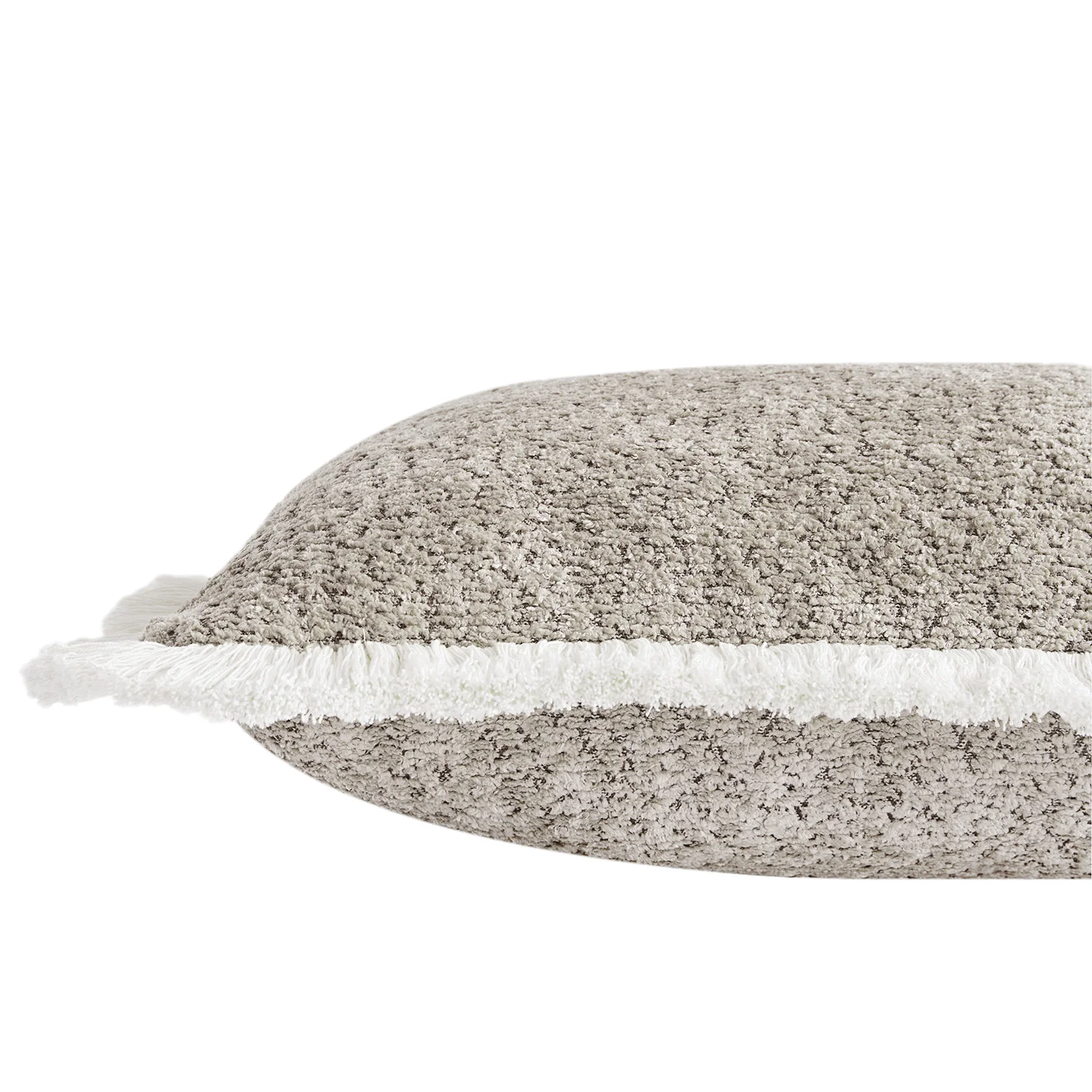 Kyra Stone Bouclé Fringed Rectangular Cushion - Image 2
