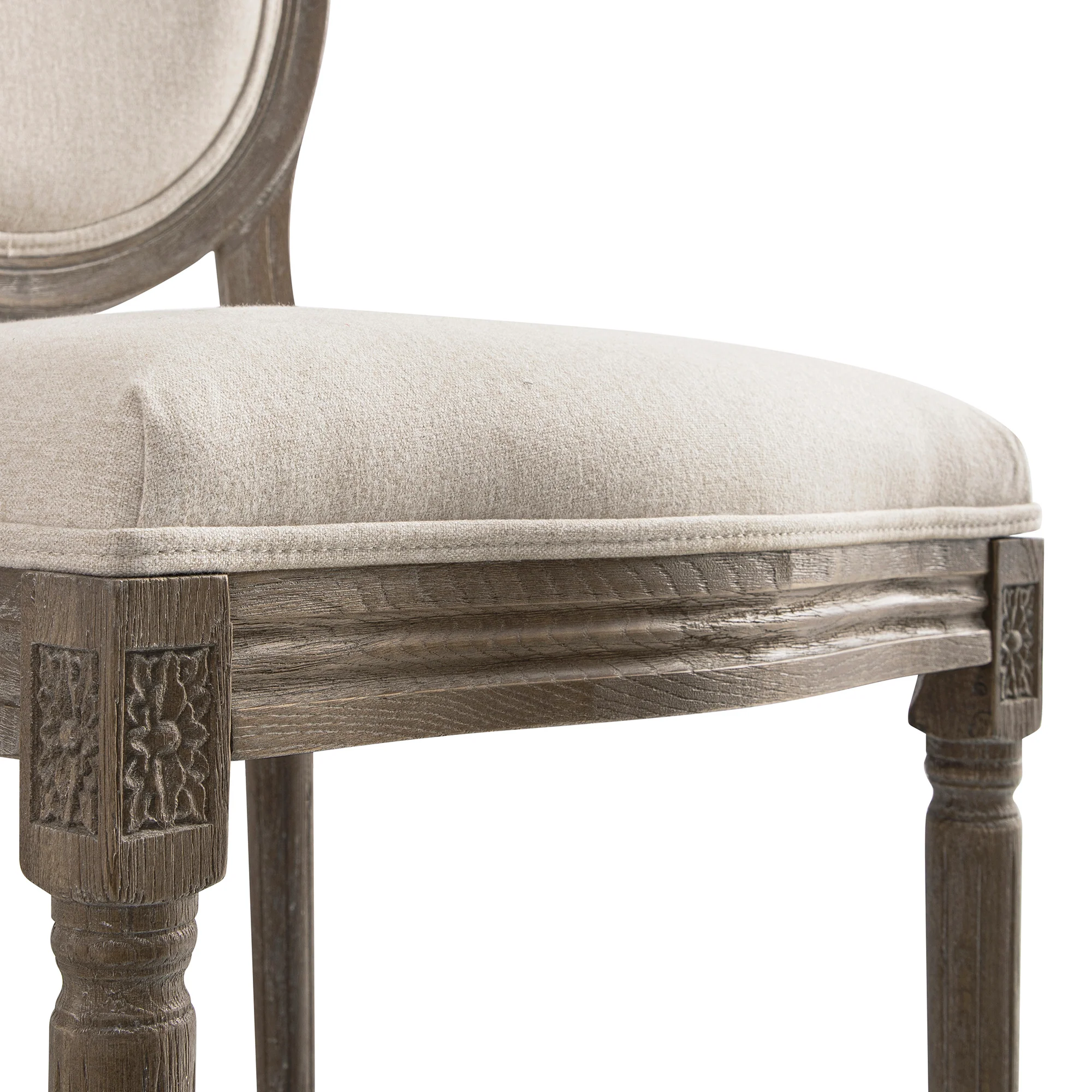 Lainston Set of 2 Classic Weathered Oak Dining Chairs, Oatmeal Brushed Fabric - Image 15