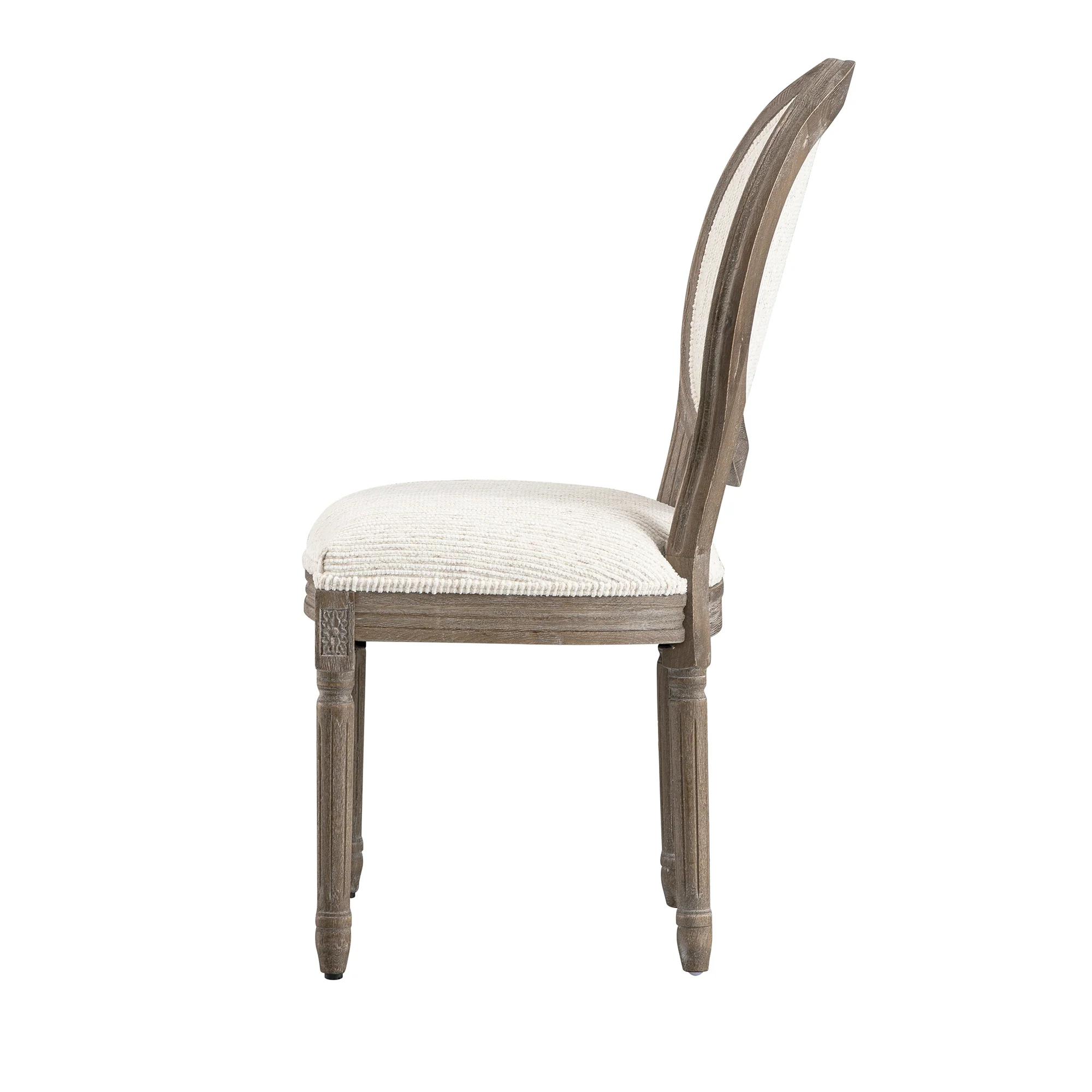 Lainston Set of 2 Classic Weathered Oak Dining Chairs, Beige Textured Fabric - Image 11