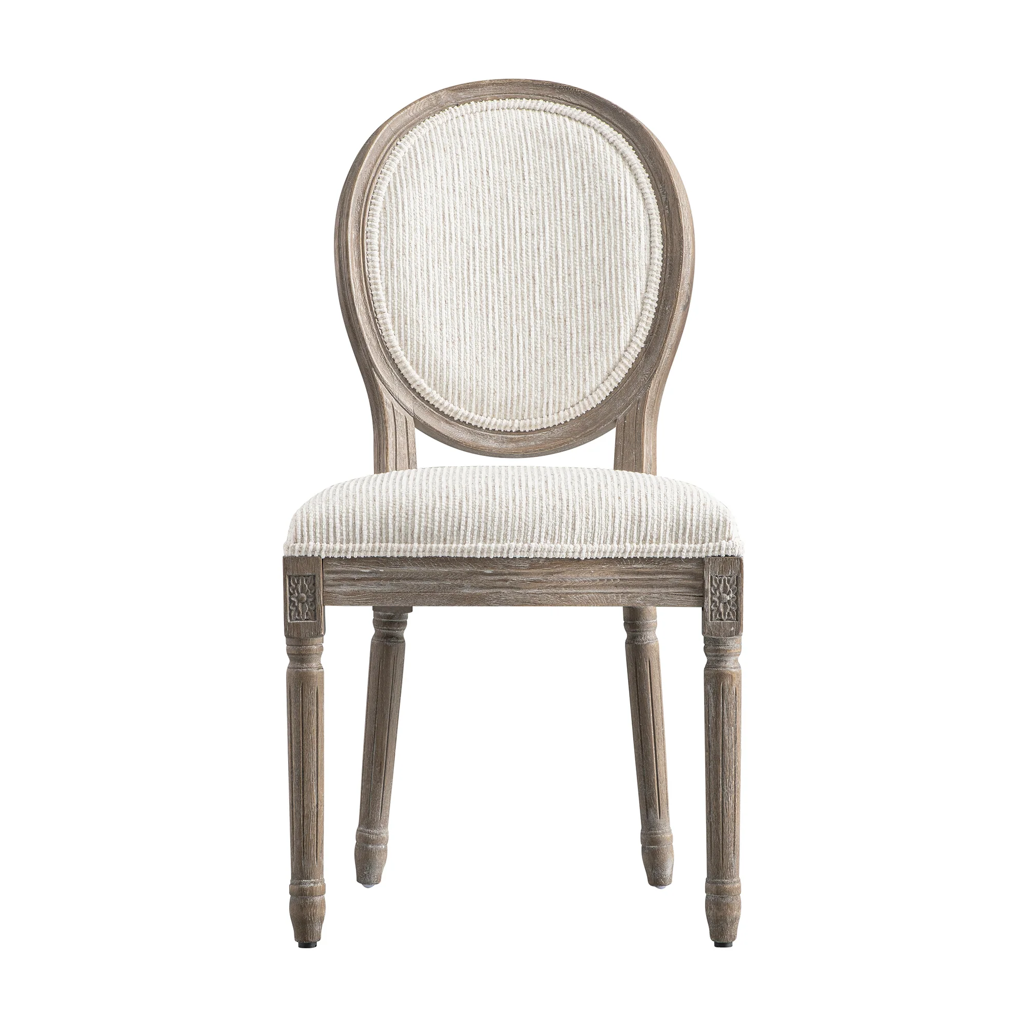Lainston Set of 2 Classic Weathered Oak Dining Chairs, Beige Textured Fabric - Image 8