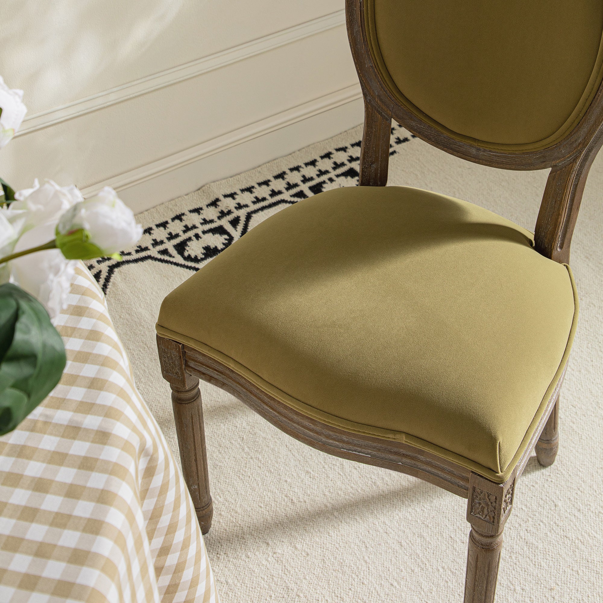 Lainston Set of 2 Classic Weathered Oak Dining Chairs, Fudge Velvet - Image 3