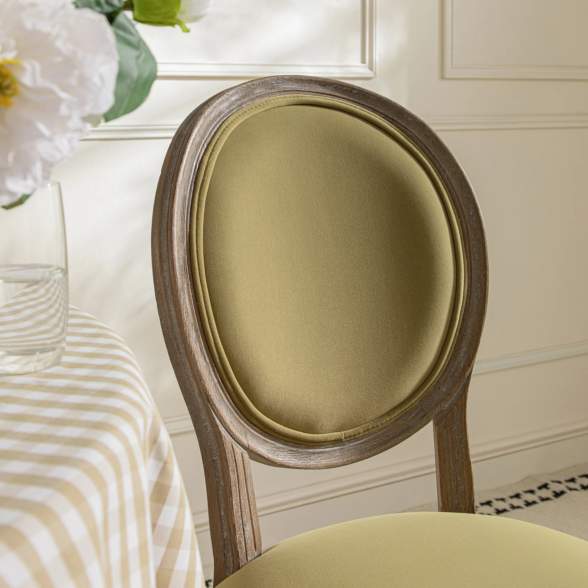 Lainston Set of 2 Classic Weathered Oak Dining Chairs, Fudge Velvet - Image 5