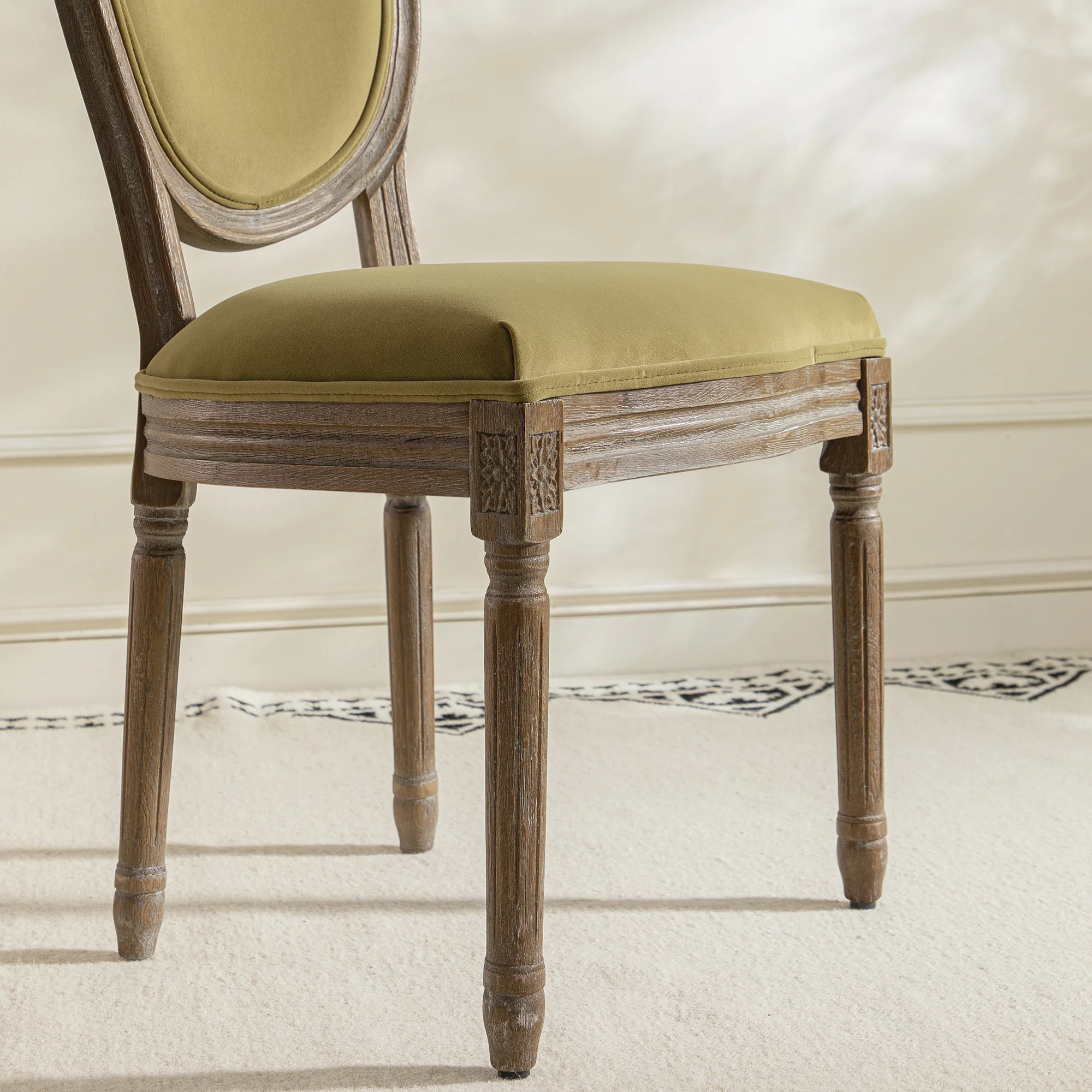 Lainston Set of 2 Classic Weathered Oak Dining Chairs, Fudge Velvet - Image 6