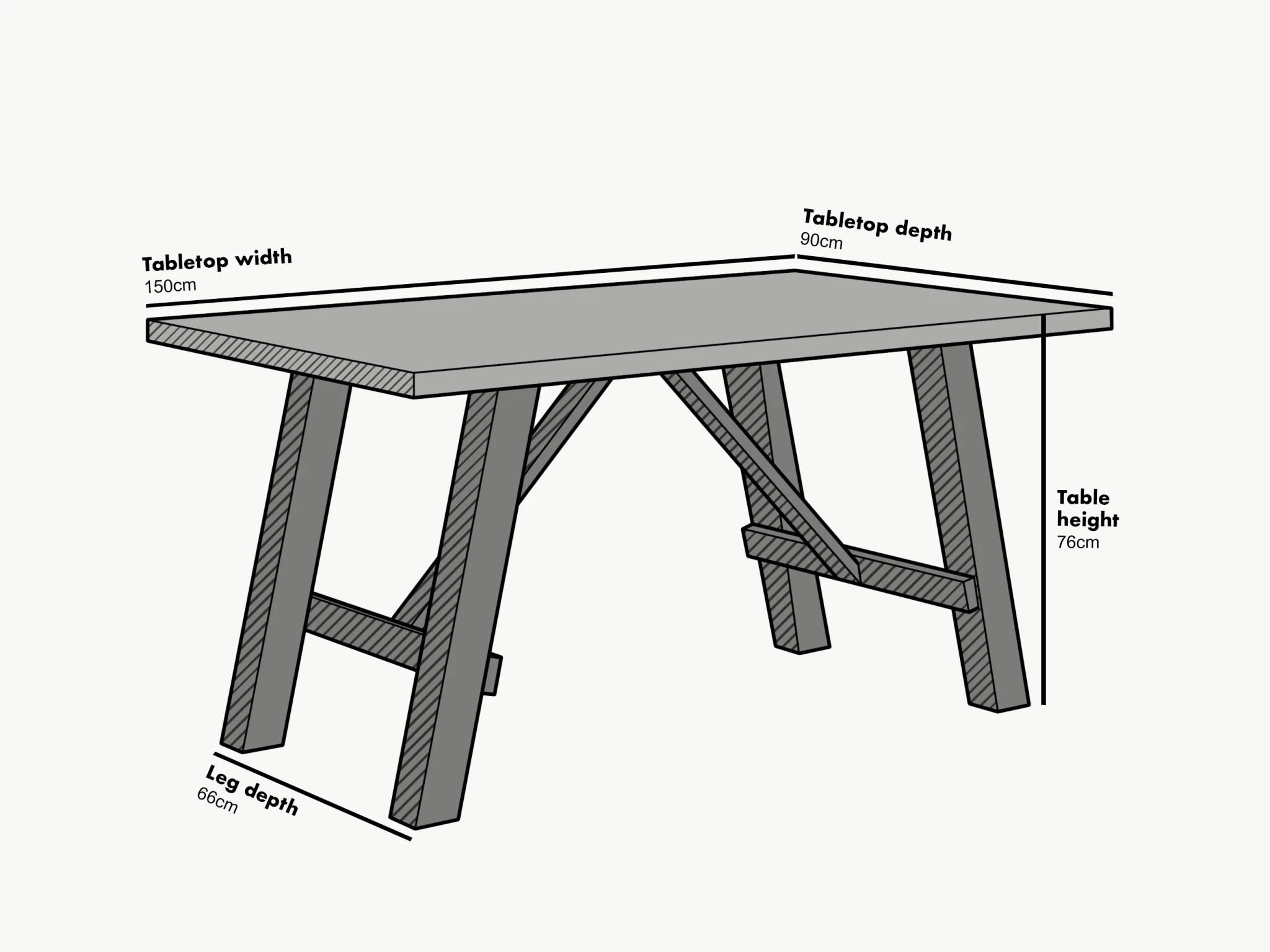 Lambeth Concrete effect 150cm Dining Table - Image 5