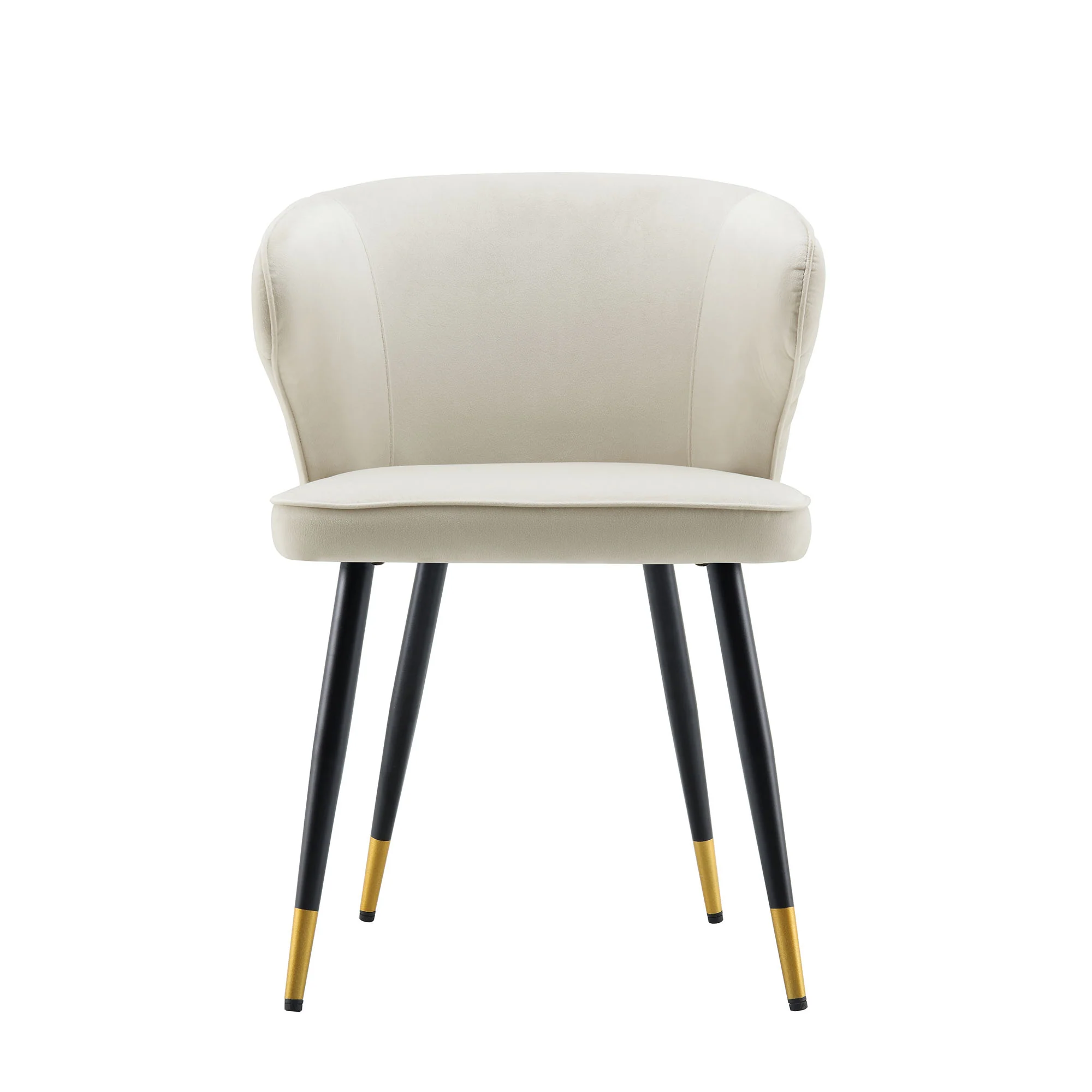 Langham Set of 2 Champagne Velvet Upholstered Carver Dining Chairs - Image 5