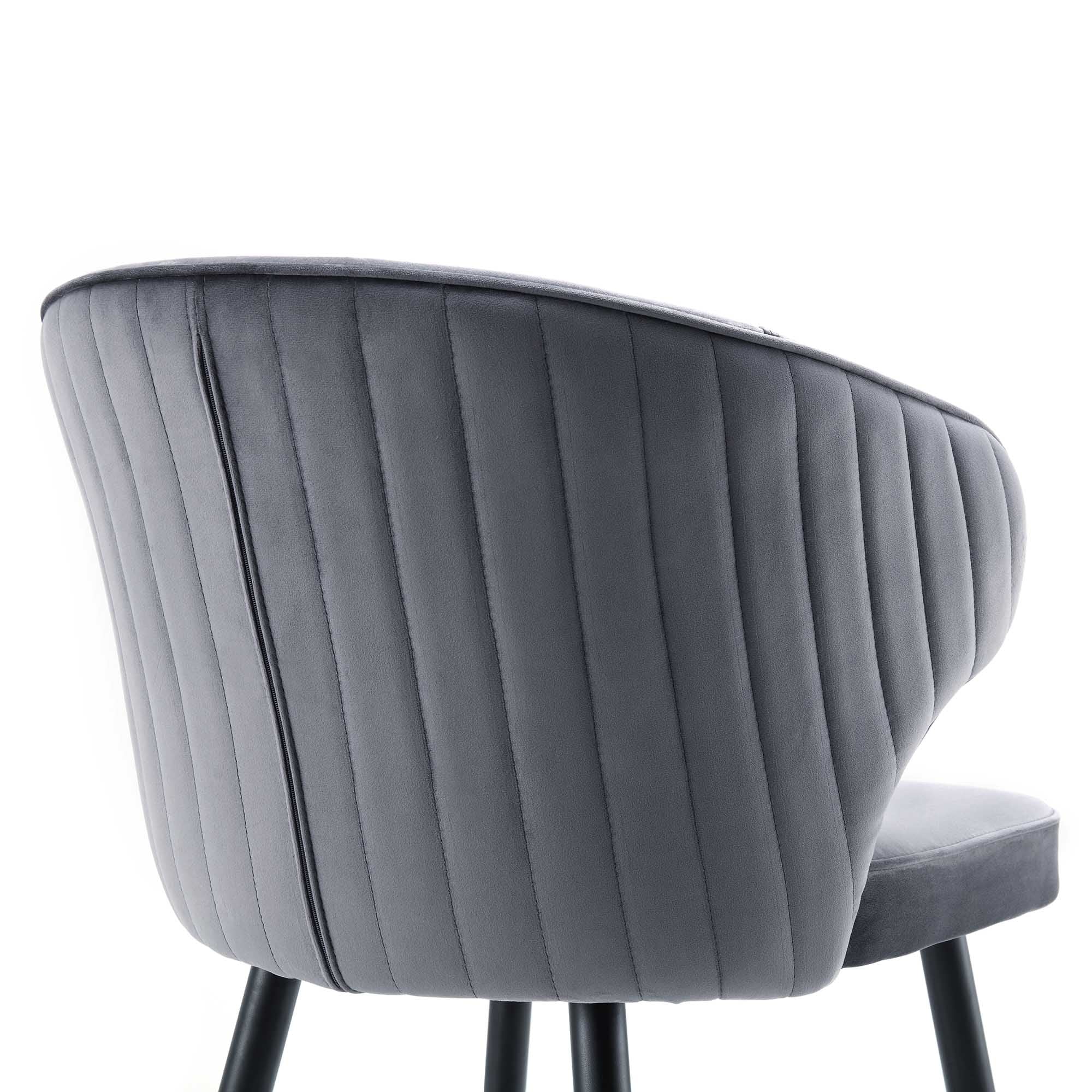 Langham Set of 2 Grey Velvet Upholstered Carver Dining Chairs - Image 10