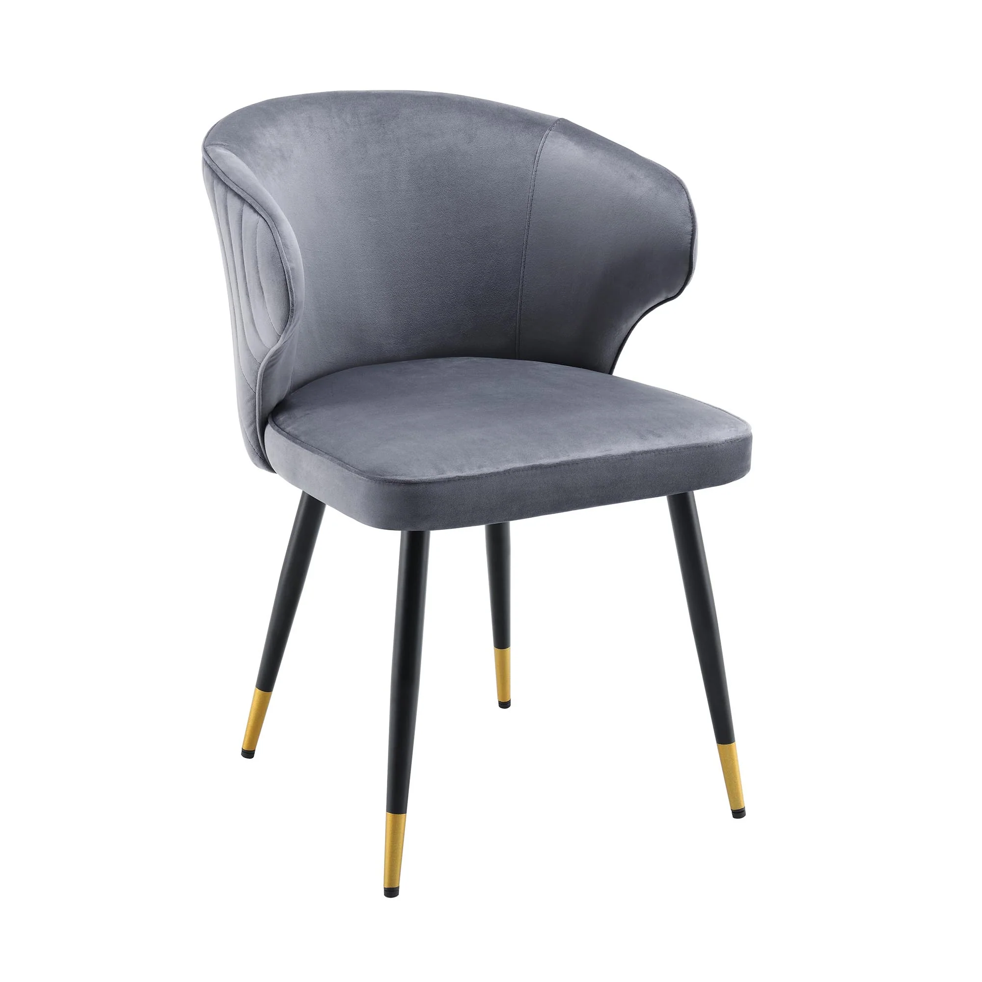 Langham Set of 2 Grey Velvet Upholstered Carver Dining Chairs - Image 3