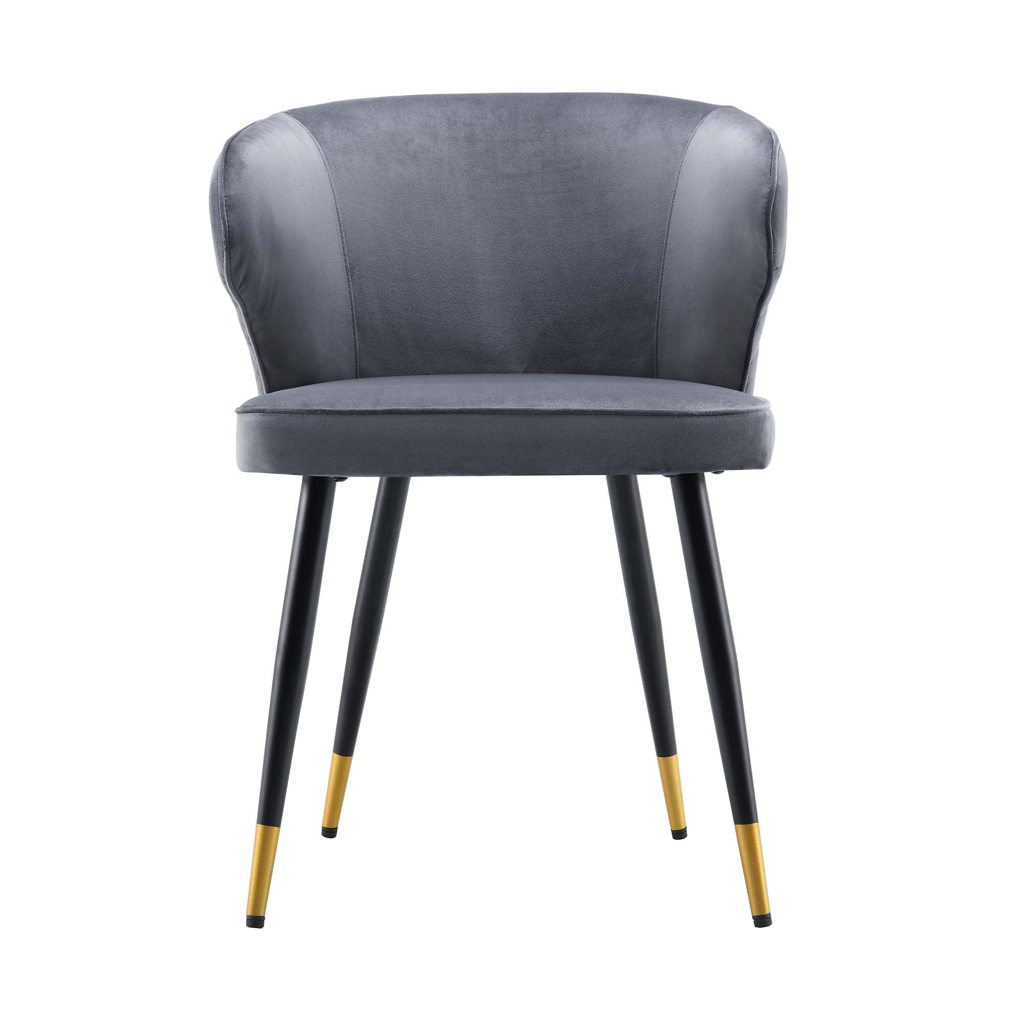 Langham Set of 2 Grey Velvet Upholstered Carver Dining Chairs - Image 6