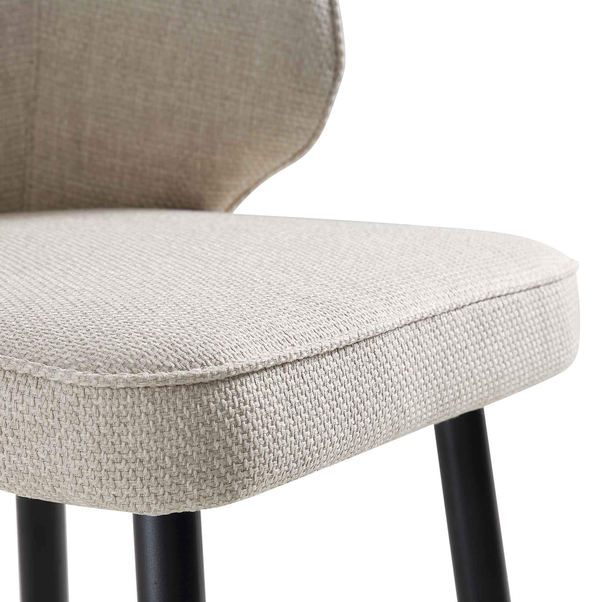 Langham Set of 2 Oatmeal Woven Fabric Upholstered Carver Counter Stools - Image 12
