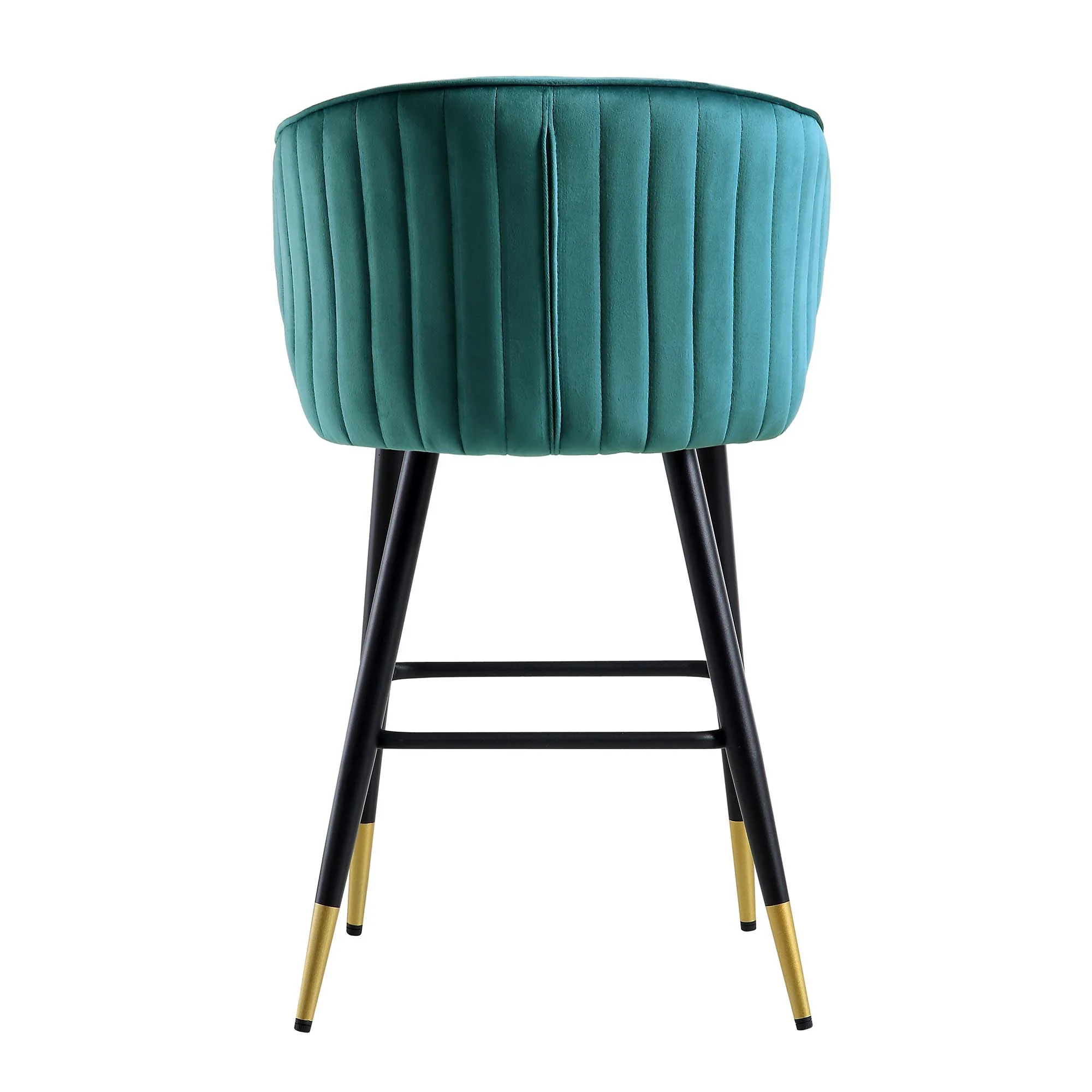Langham Set of 2 Teal Velvet Upholstered Carver Counter Stools - Image 10