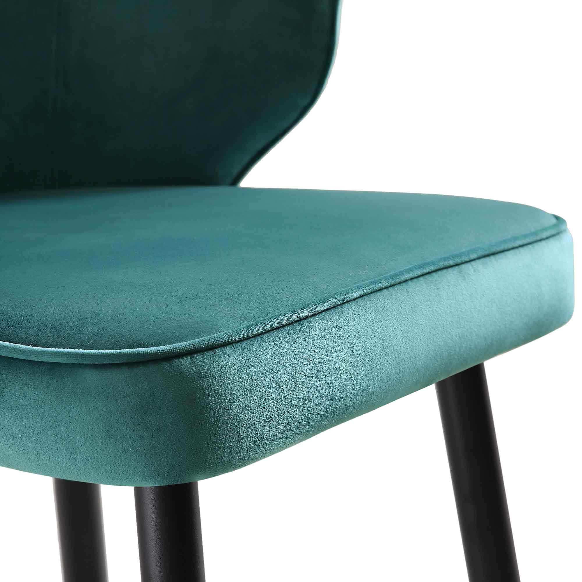 Langham Set of 2 Teal Velvet Upholstered Carver Counter Stools - Image 12