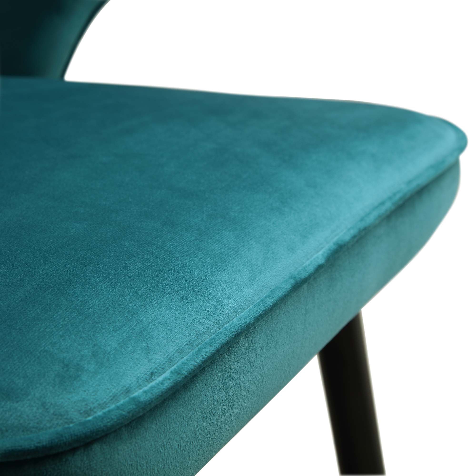 Langham Set of 2 Teal Velvet Upholstered Carver Dining Chairs - Image 12