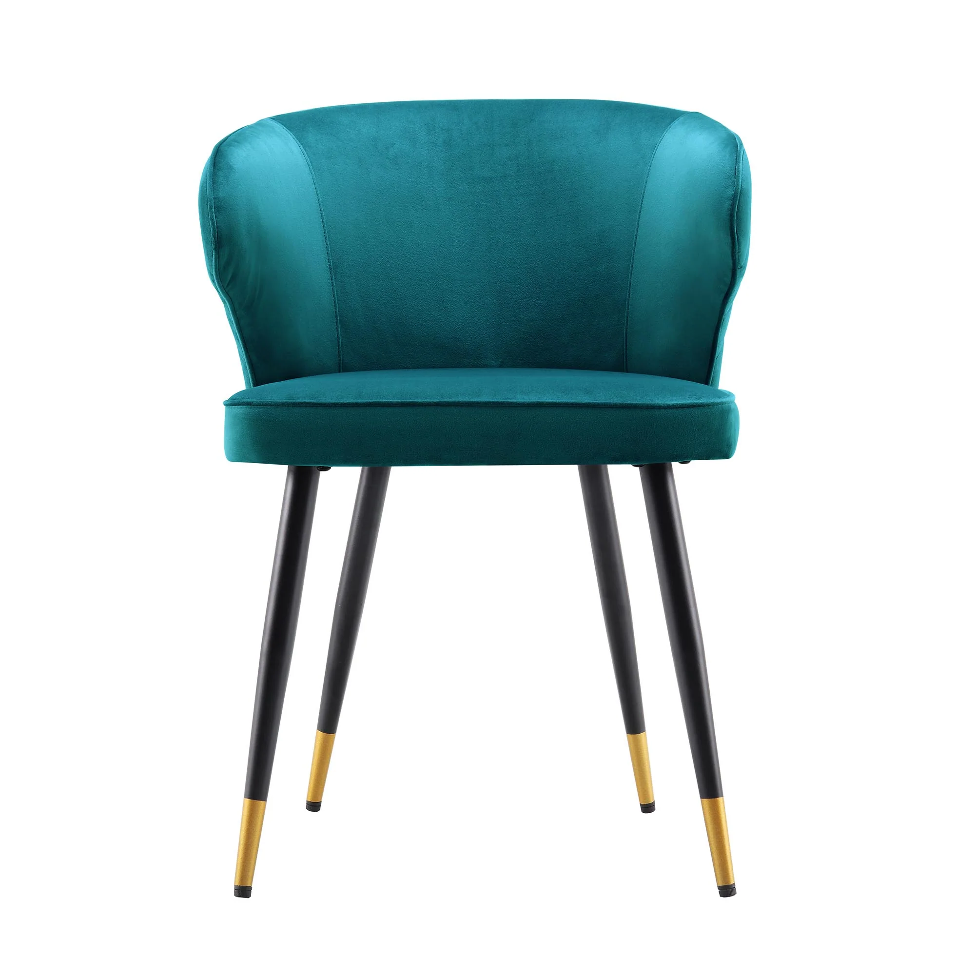 Langham Set of 2 Teal Velvet Upholstered Carver Dining Chairs - Image 5