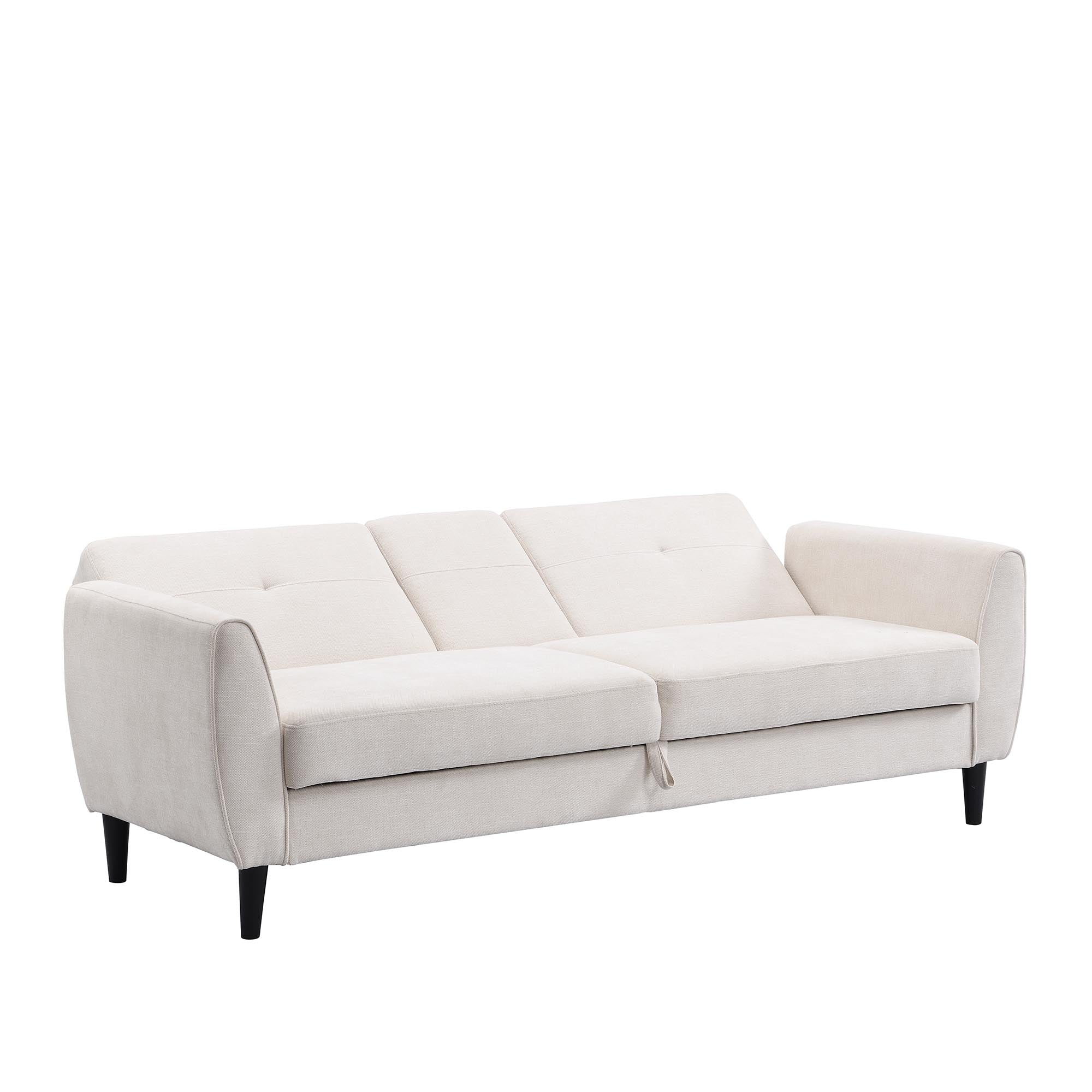 Latimer Beige Woven Fabric 3-Seater Storage Sofa Bed - Image 9