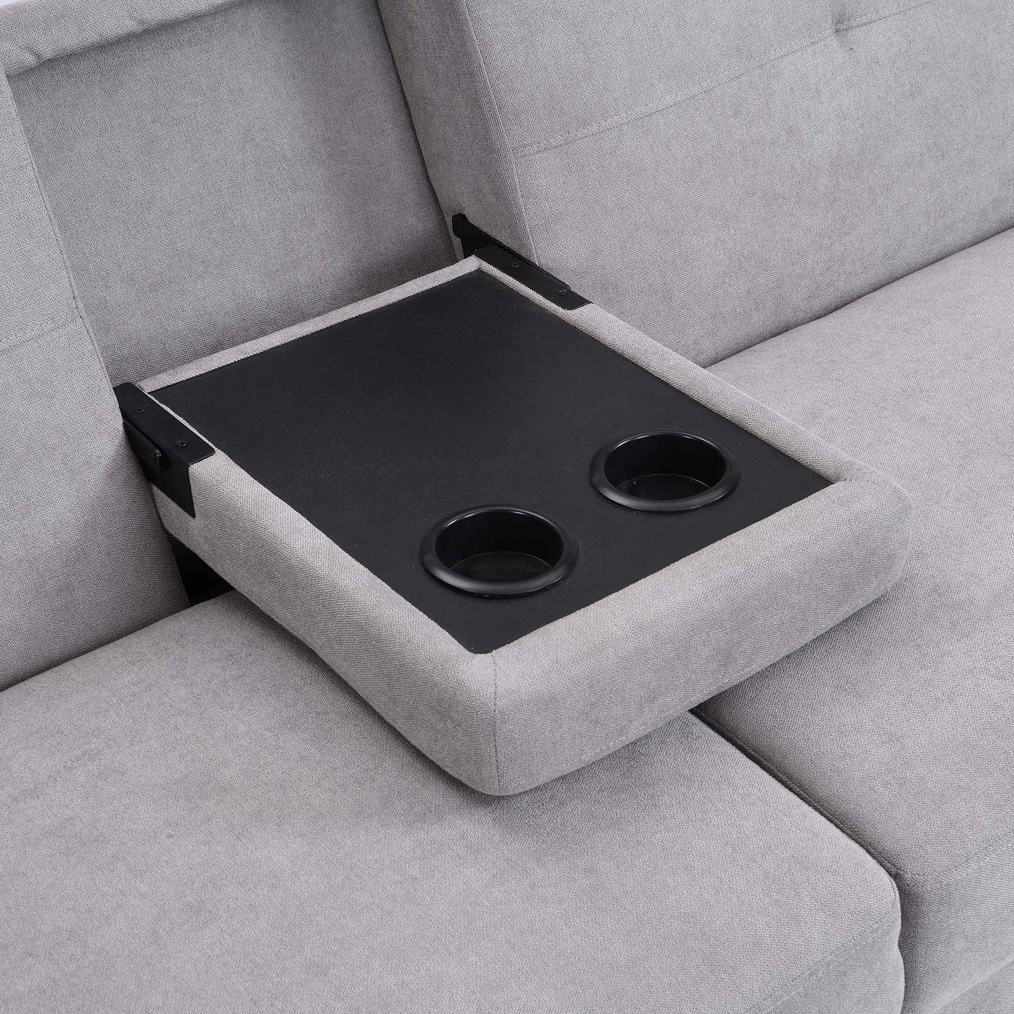 Latimer Light Grey Brushed Fabric 3-Seater Storage Sofa Bed - Image 17