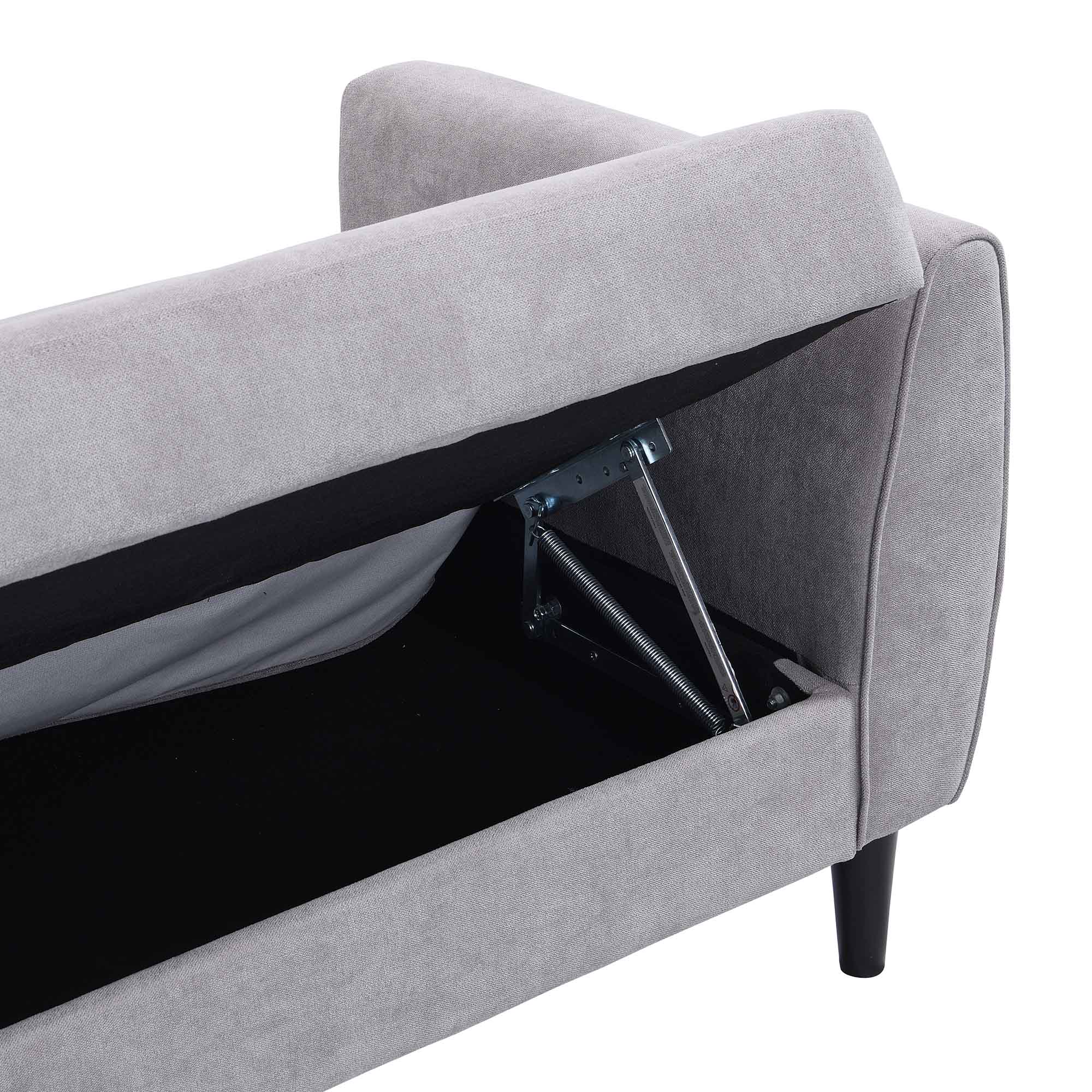 Latimer Light Grey Brushed Fabric 3-Seater Storage Sofa Bed - Image 18