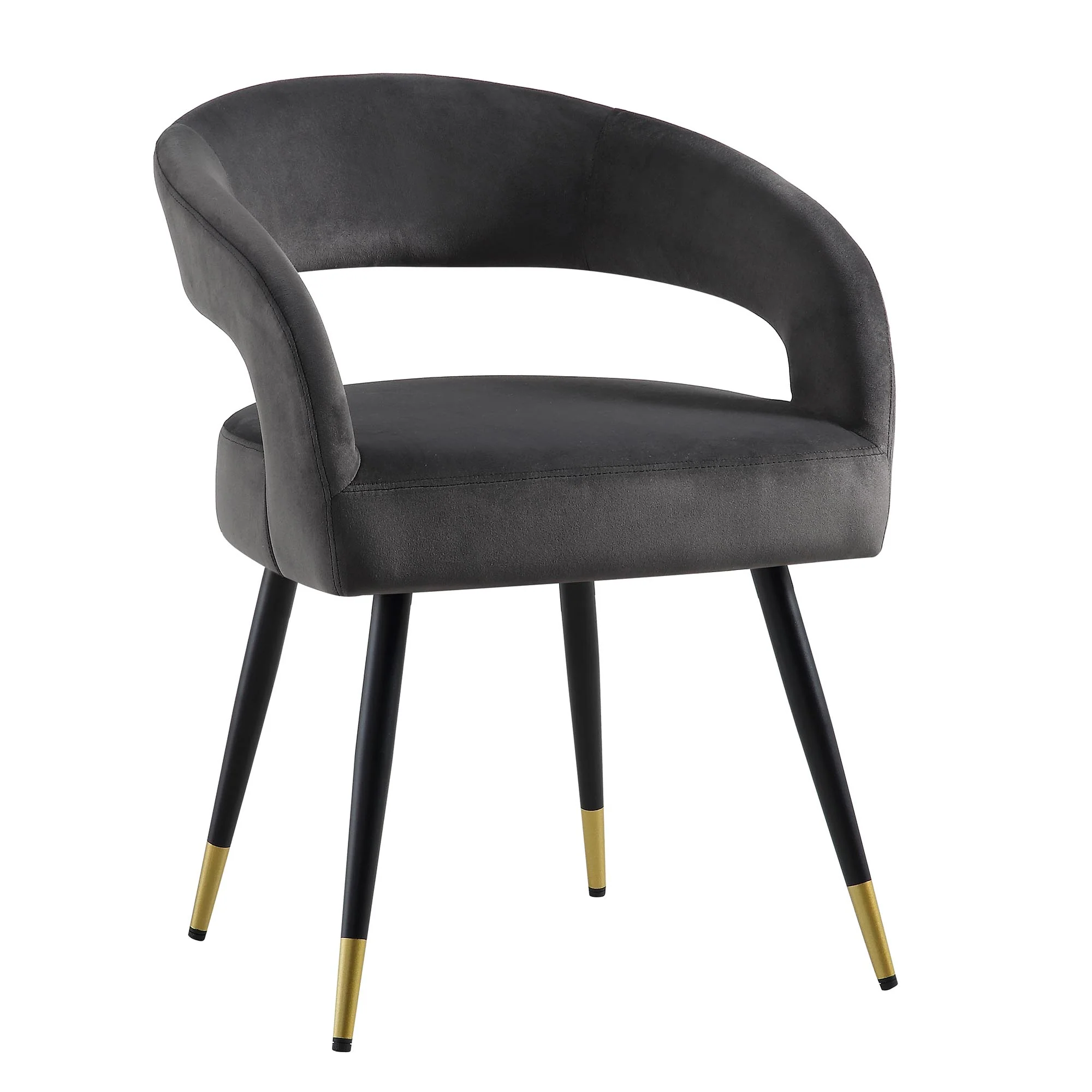 Laurel Wave Charcoal Velvet Set of 2 Dining Chairs - Image 5
