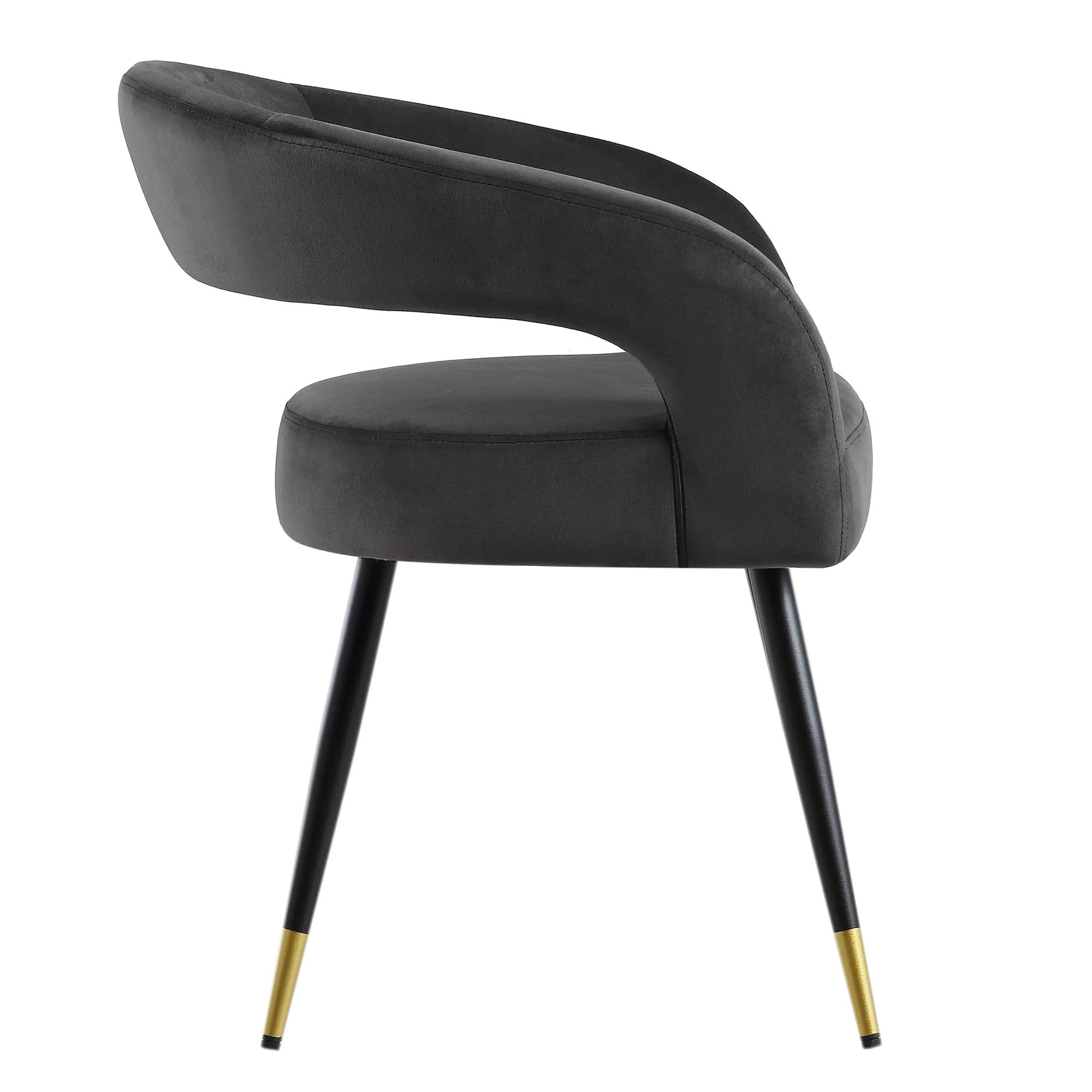 Laurel Wave Charcoal Velvet Set of 2 Dining Chairs - Image 6
