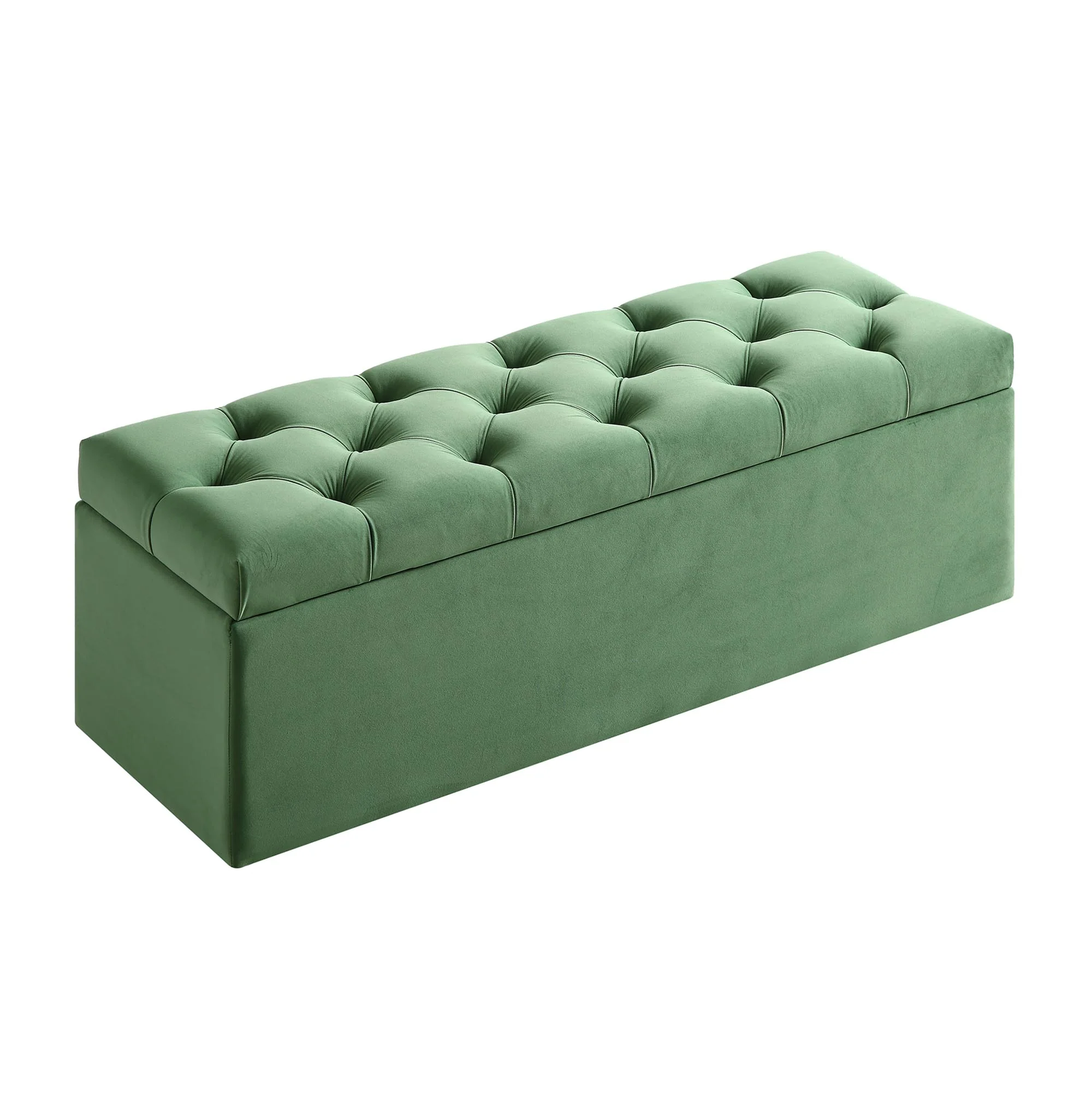 Leamington Deep-Buttoned Ottoman Storage Bench, Meadow Green Velvet - Image 5