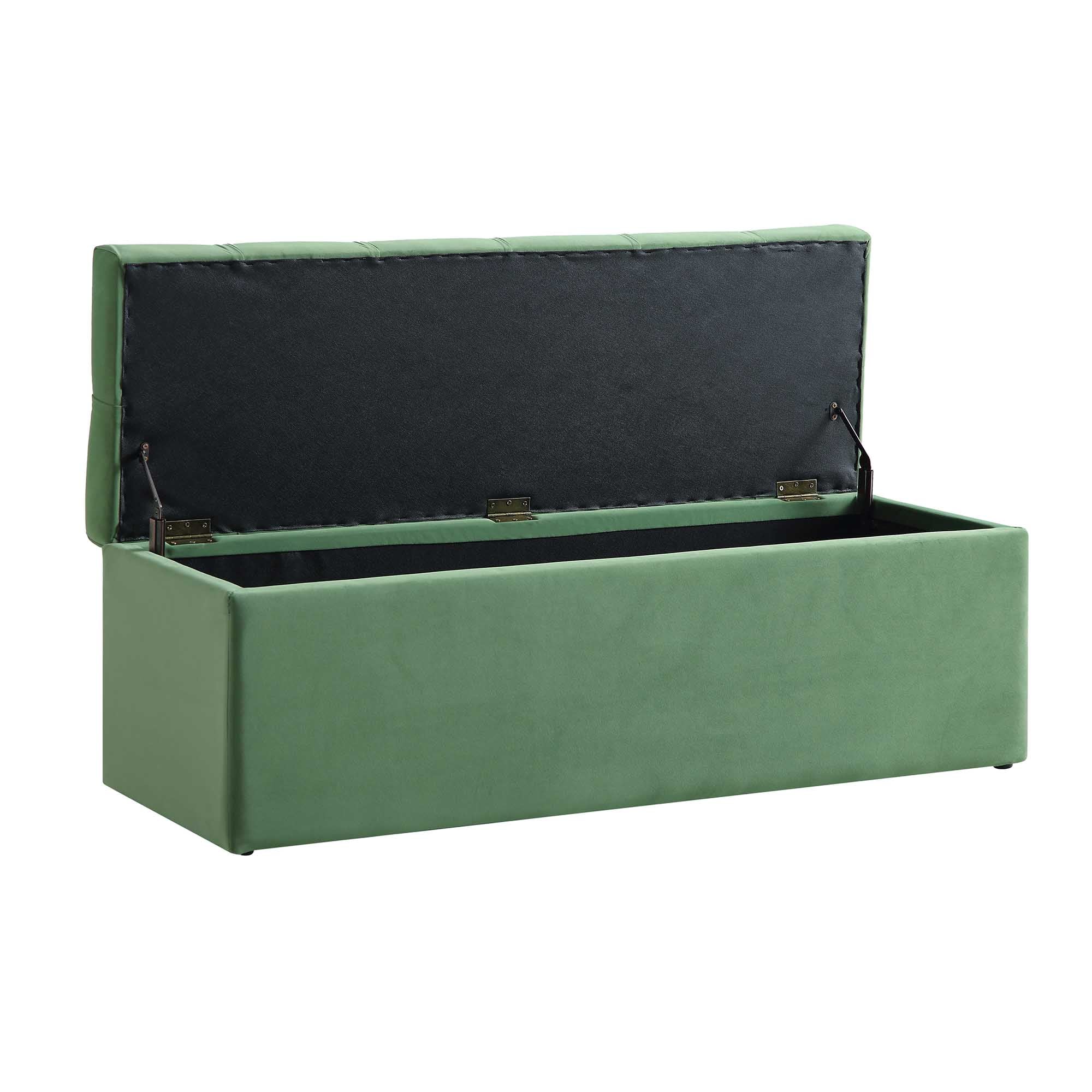 Leamington Deep-Buttoned Ottoman Storage Bench, Meadow Green Velvet - Image 8