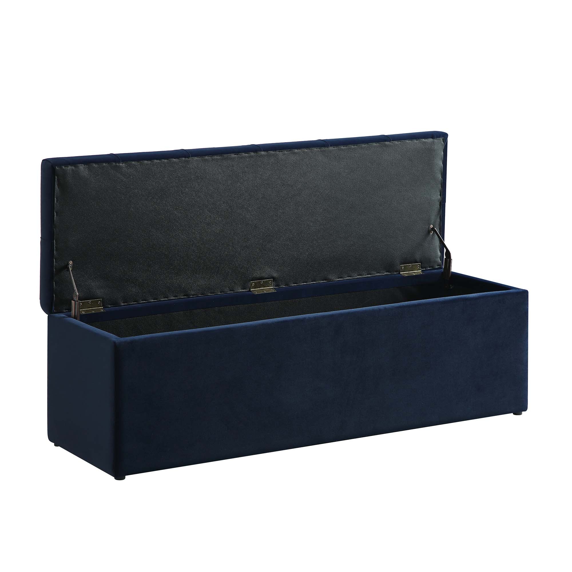Leamington Deep-Buttoned Ottoman Storage Bench, Midnight Blue Velvet - Image 8