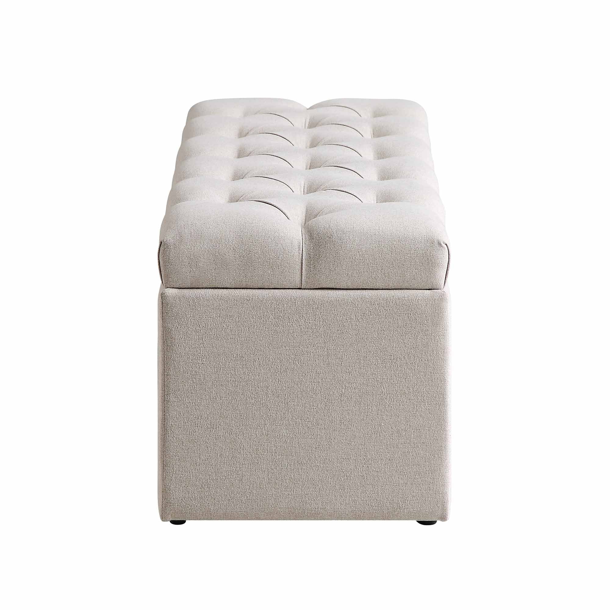 Leamington Deep-Buttoned Ottoman Storage Bench, Oatmeal Fabric - Image 9