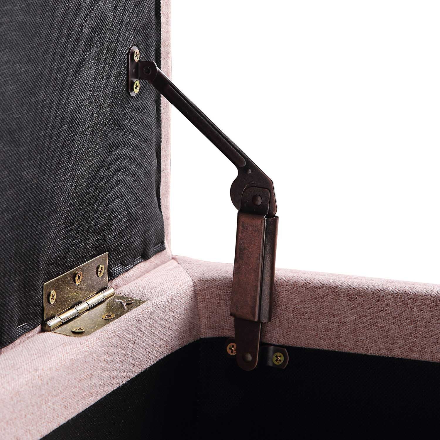 Leamington Deep-Buttoned Ottoman Storage Bench, Rosewater Pink Fabric - Image 11