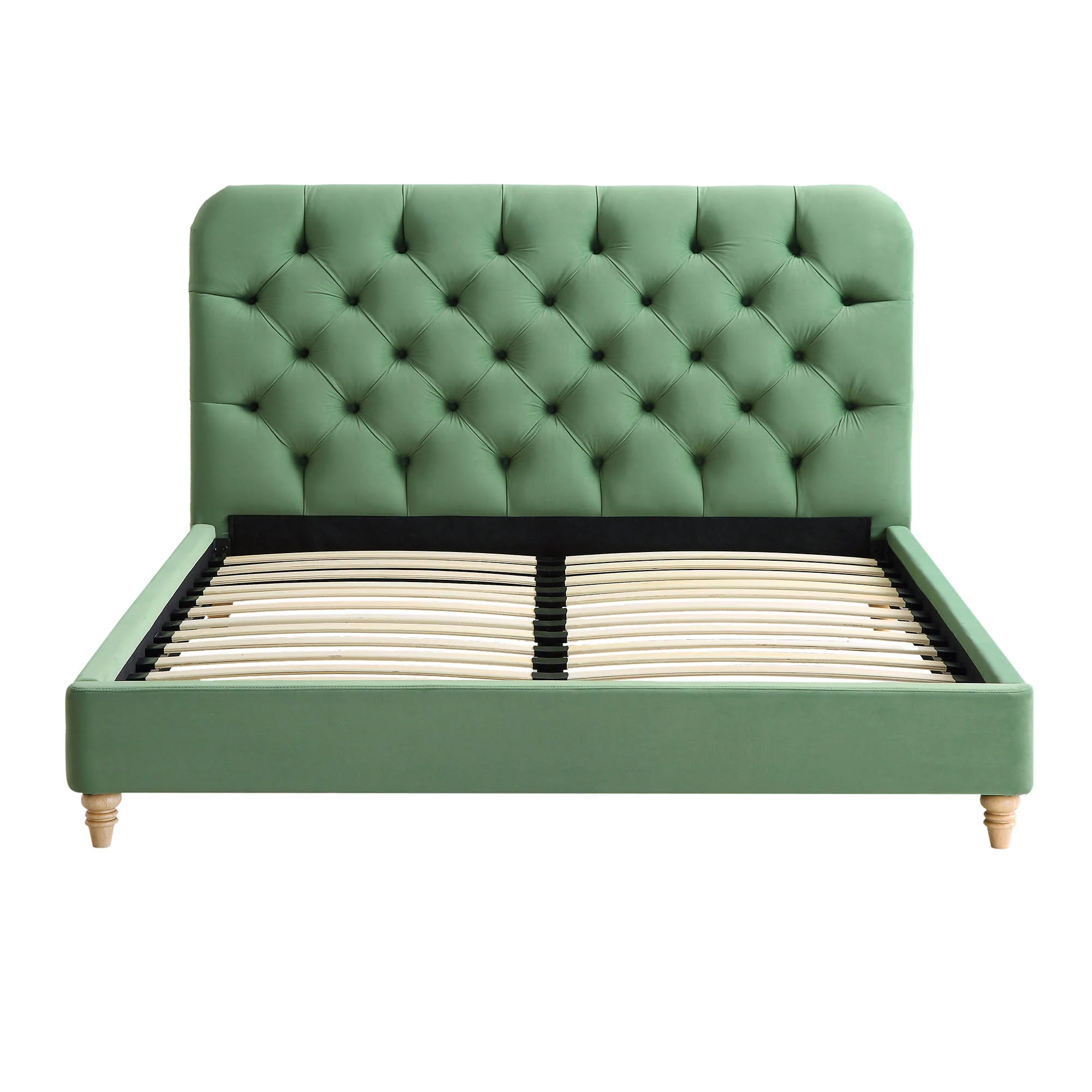 Leamington Deep-Buttoned Upholstered Bed, Meadow Green Velvet - Image 4