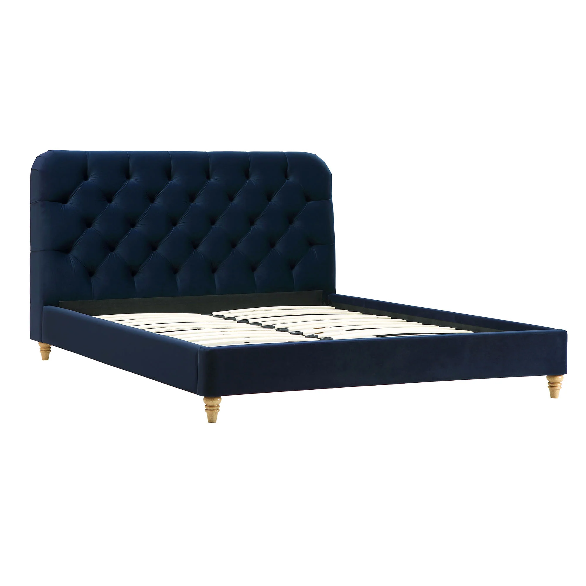 Leamington Deep-Buttoned Upholstered Bed, Midnight Blue Velvet - Image 5