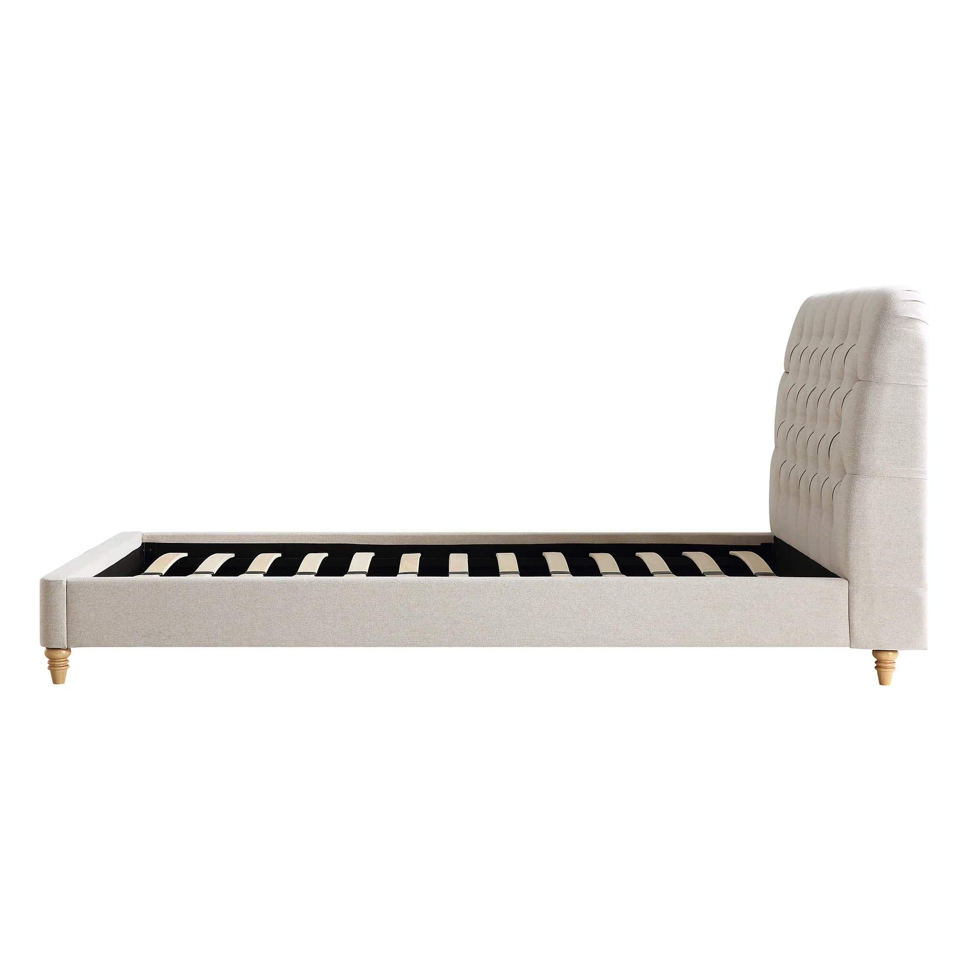 Leamington Deep-Buttoned Upholstered Bed, Oatmeal Fabric - Image 8