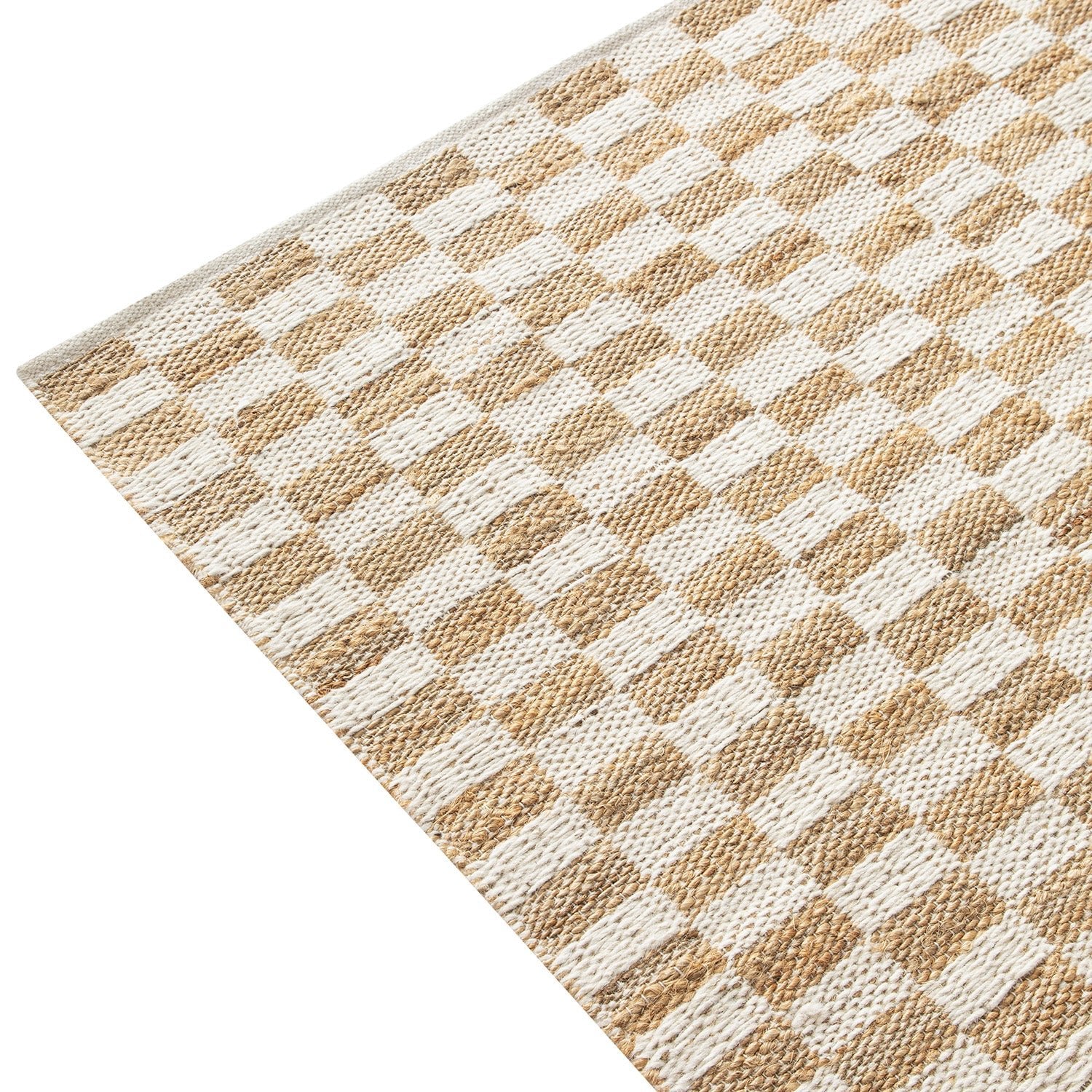 Leonie Check Natural & Ivory White Handwoven Wool & Jute Rug - Image 5