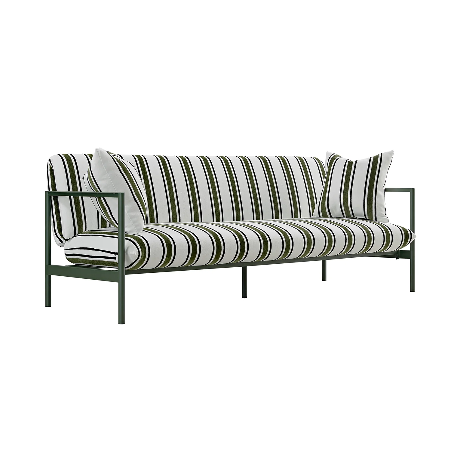 Linea Three Seater Sofa Bed, Forest Green Striped Chenille - Image 12