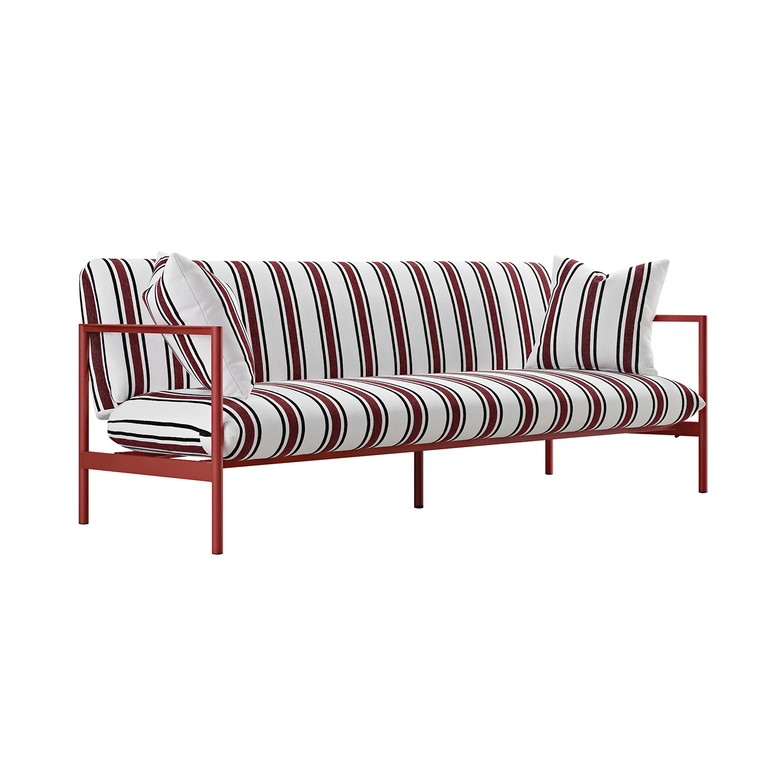 Linea Three Seater Sofa Bed, Maroon Red Striped Chenille - Image 11