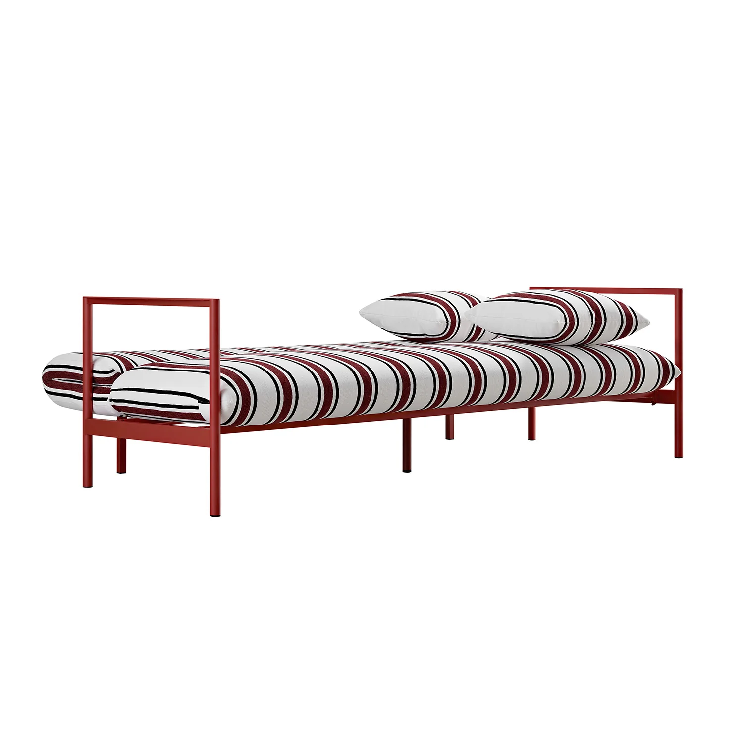 Linea Three Seater Sofa Bed, Maroon Red Striped Chenille - Image 14