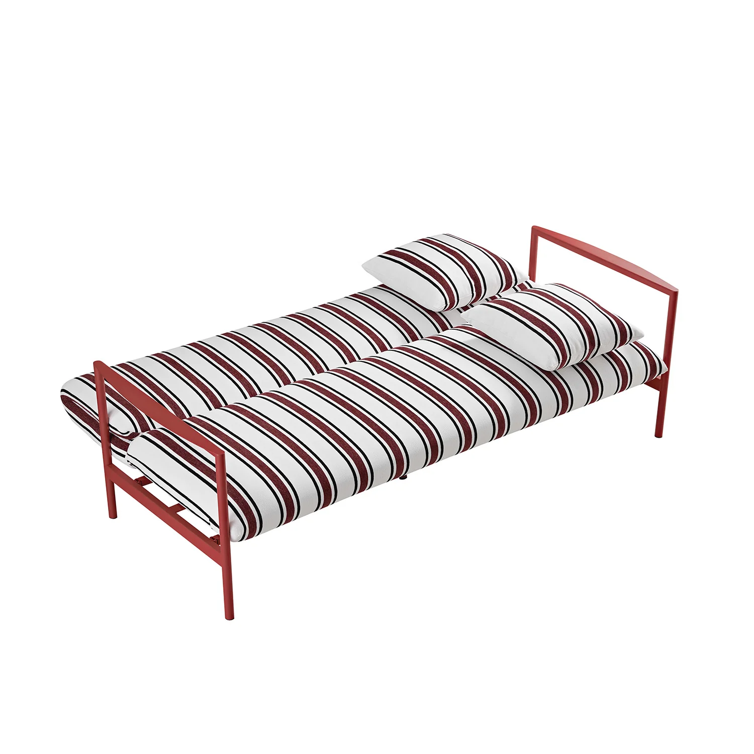 Linea Three Seater Sofa Bed, Maroon Red Striped Chenille - Image 15