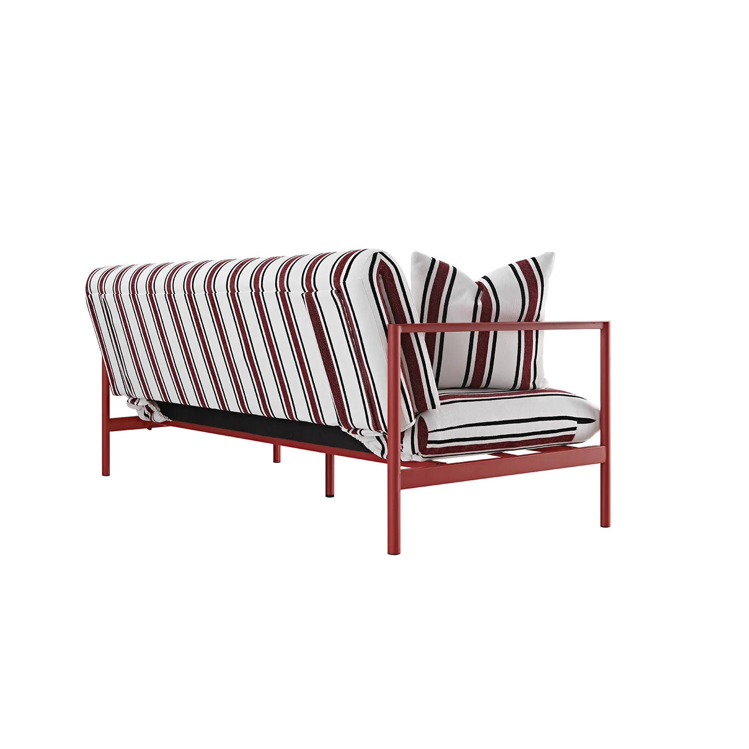 Linea Three Seater Sofa Bed, Maroon Red Striped Chenille - Image 18